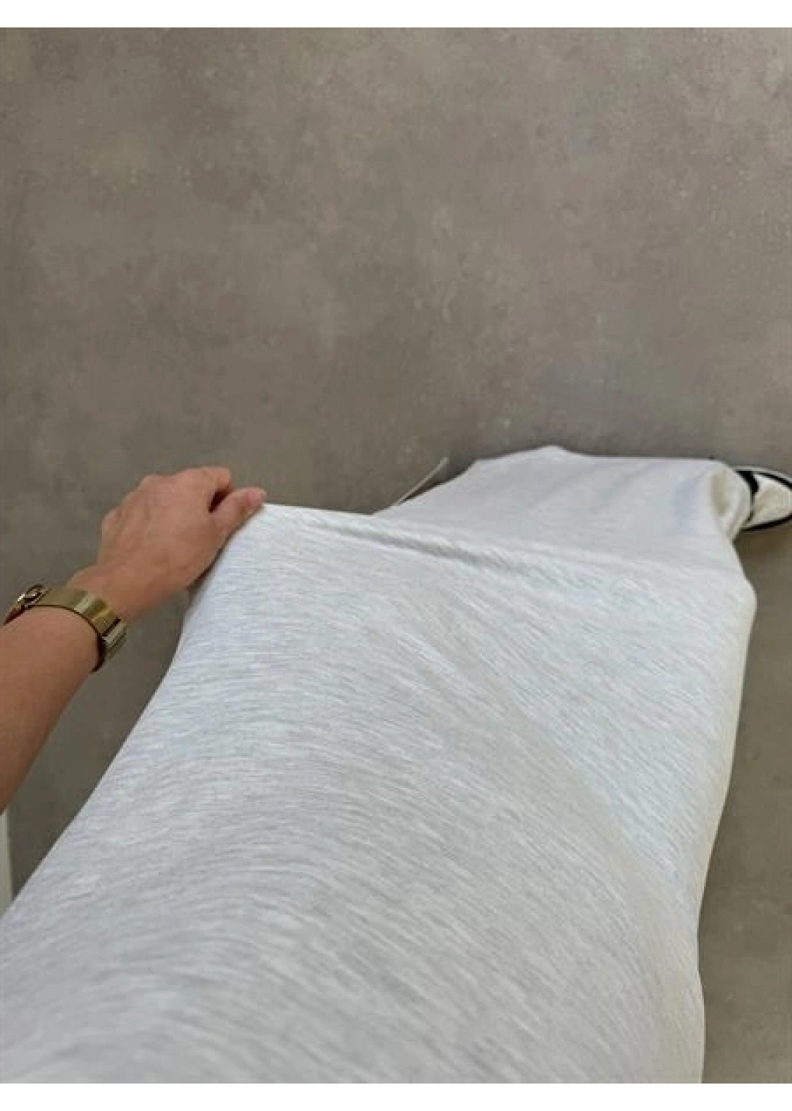 Oysh Kumaş Basic Yırtmaçlı Gri Uzun Elbise