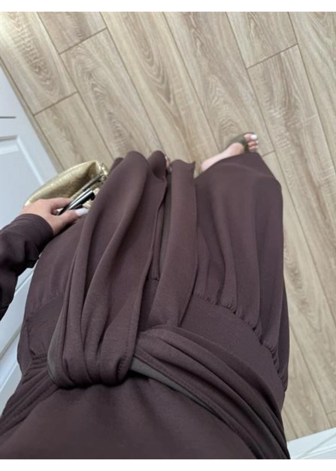 Oysh Kuşaklı Kahve Elbise