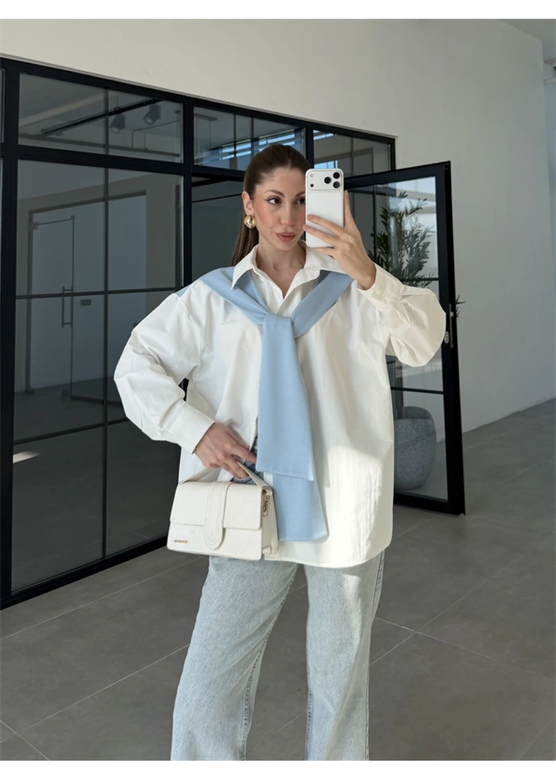 Oysh Mavi Garnili Gömlek