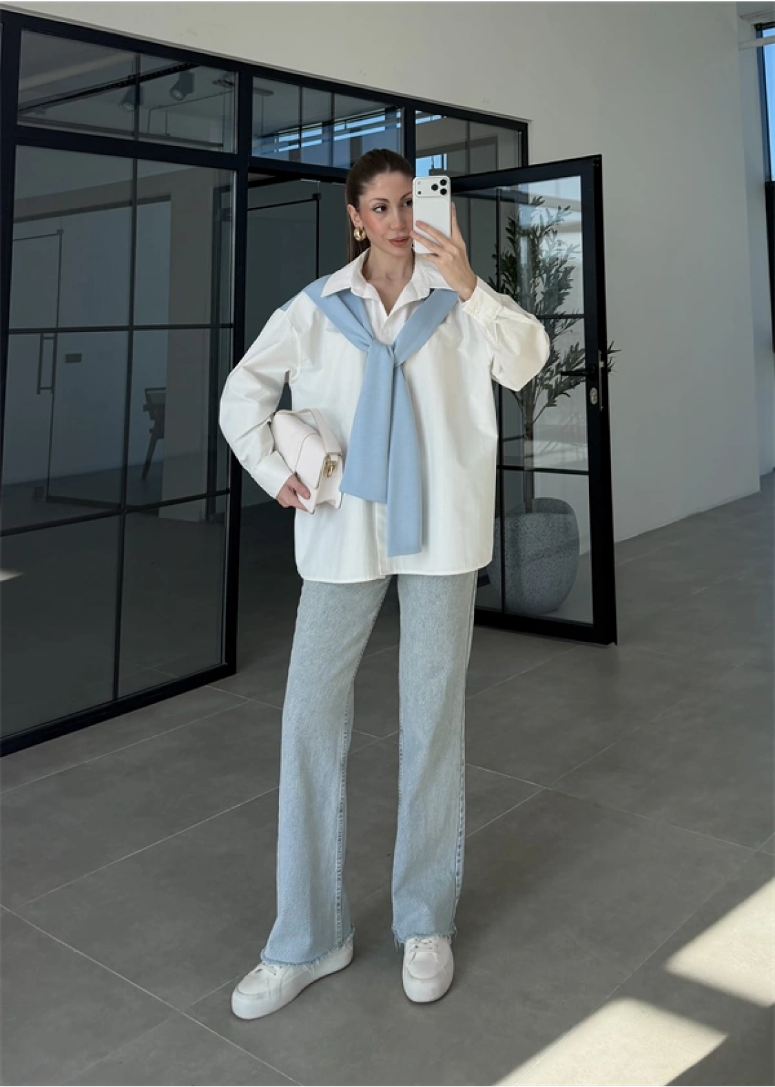 Oysh Mavi Garnili Gömlek