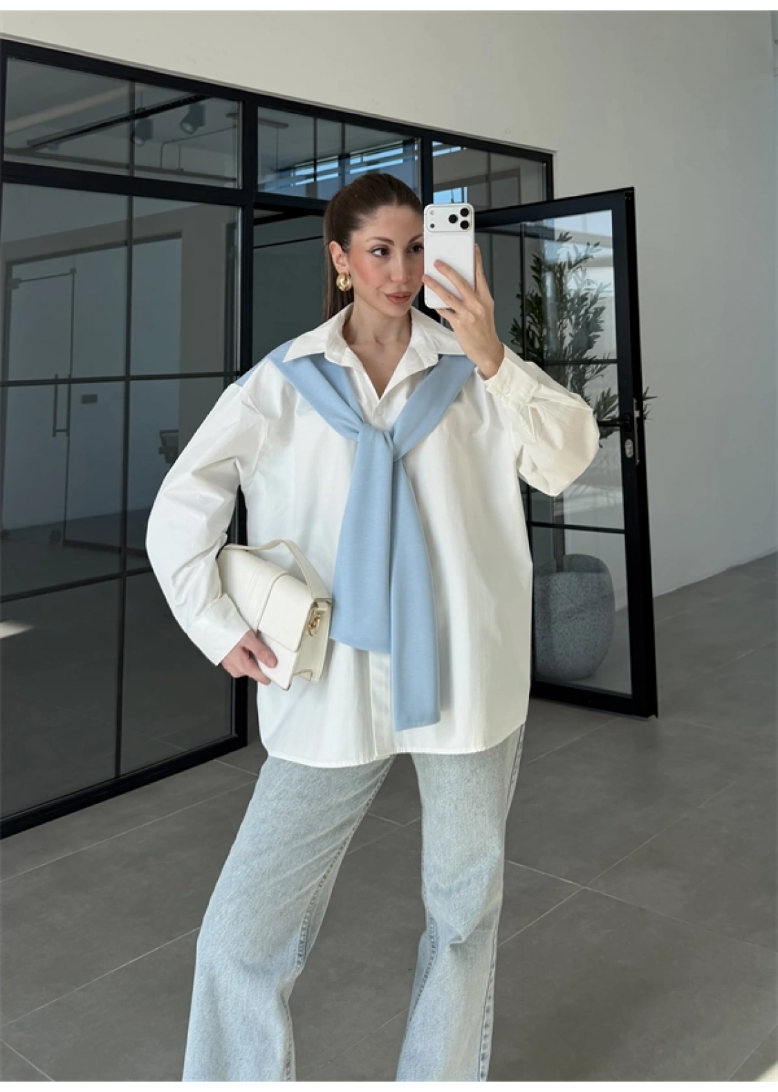 Oysh Mavi Garnili Gömlek