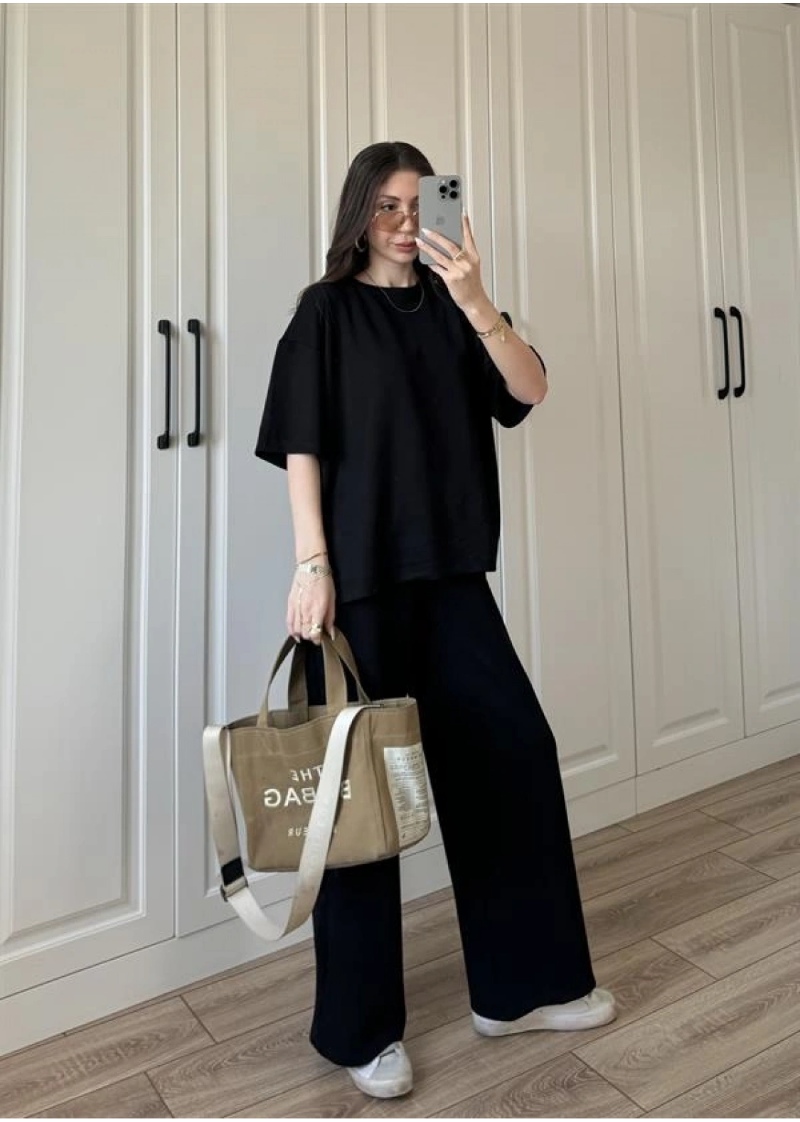 Oysh Moda Kumaş Siyah Basic Kısakollu Takım