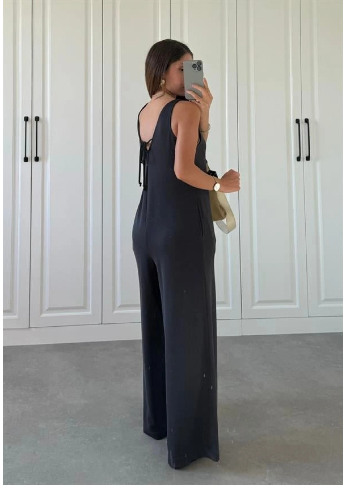 Oysh Modal Kumaş Basic V Yaka Antrasit Tulum