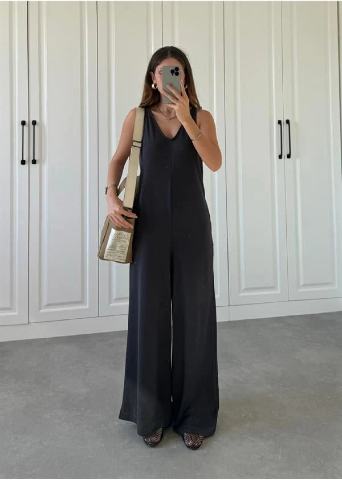 Oysh Modal Kumaş Basic V Yaka Antrasit Tulum