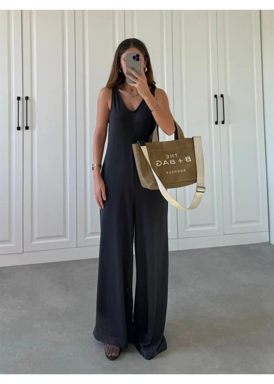 Oysh Modal Kumaş Basic V Yaka Antrasit Tulum