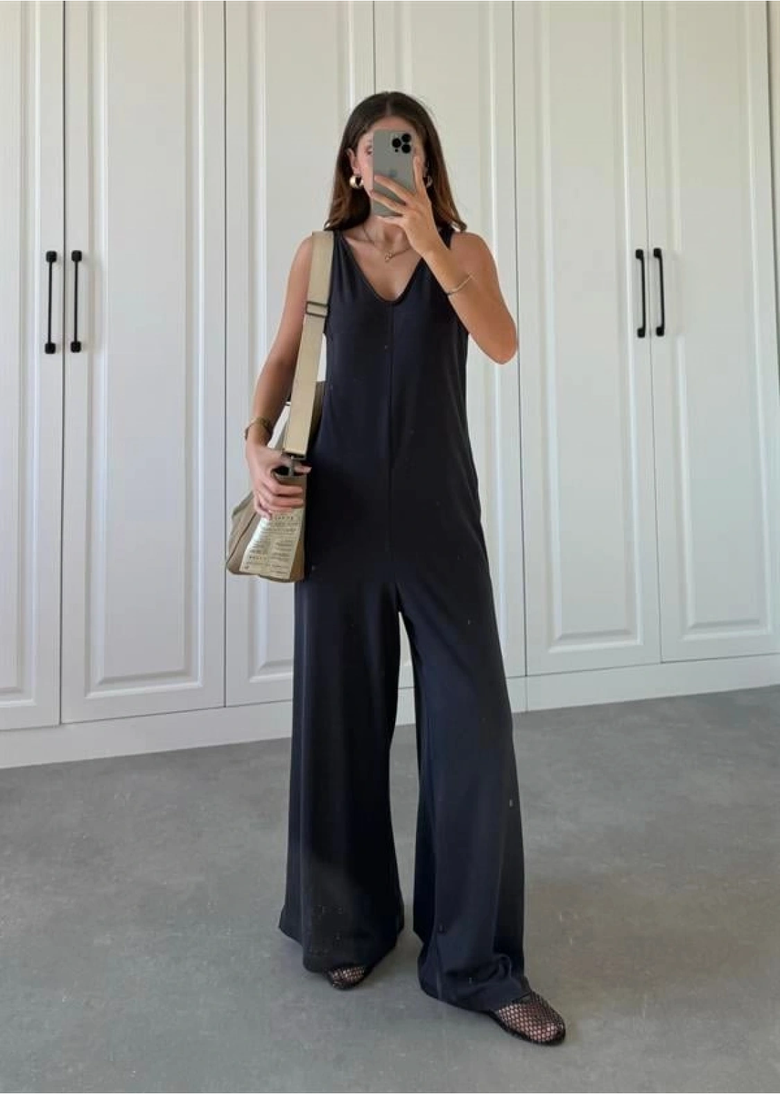 Oysh Modal Kumaş Basic V Yaka Antrasit Tulum