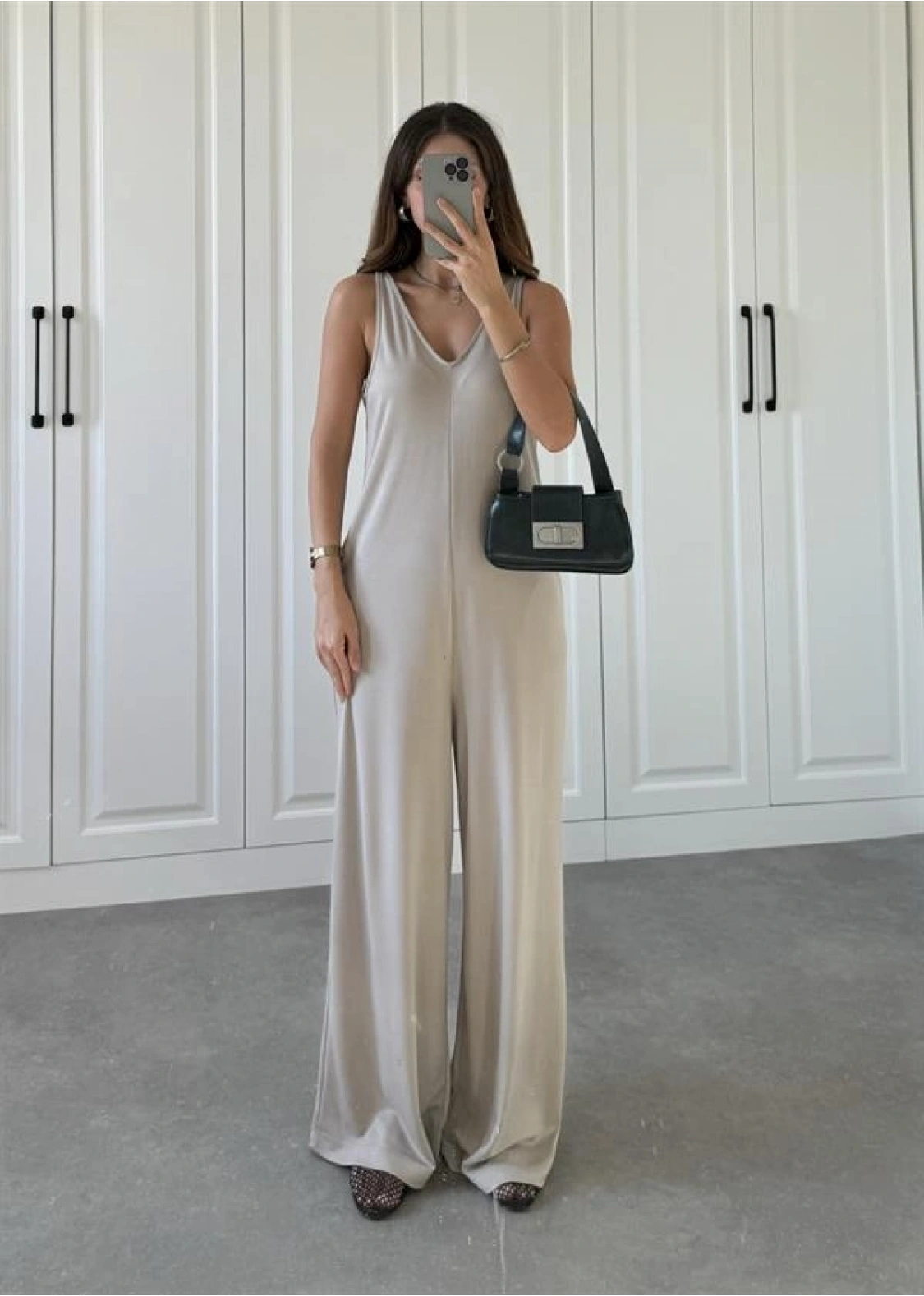 Oysh Modal Kumaş Basic V Yaka Vizon Tulum