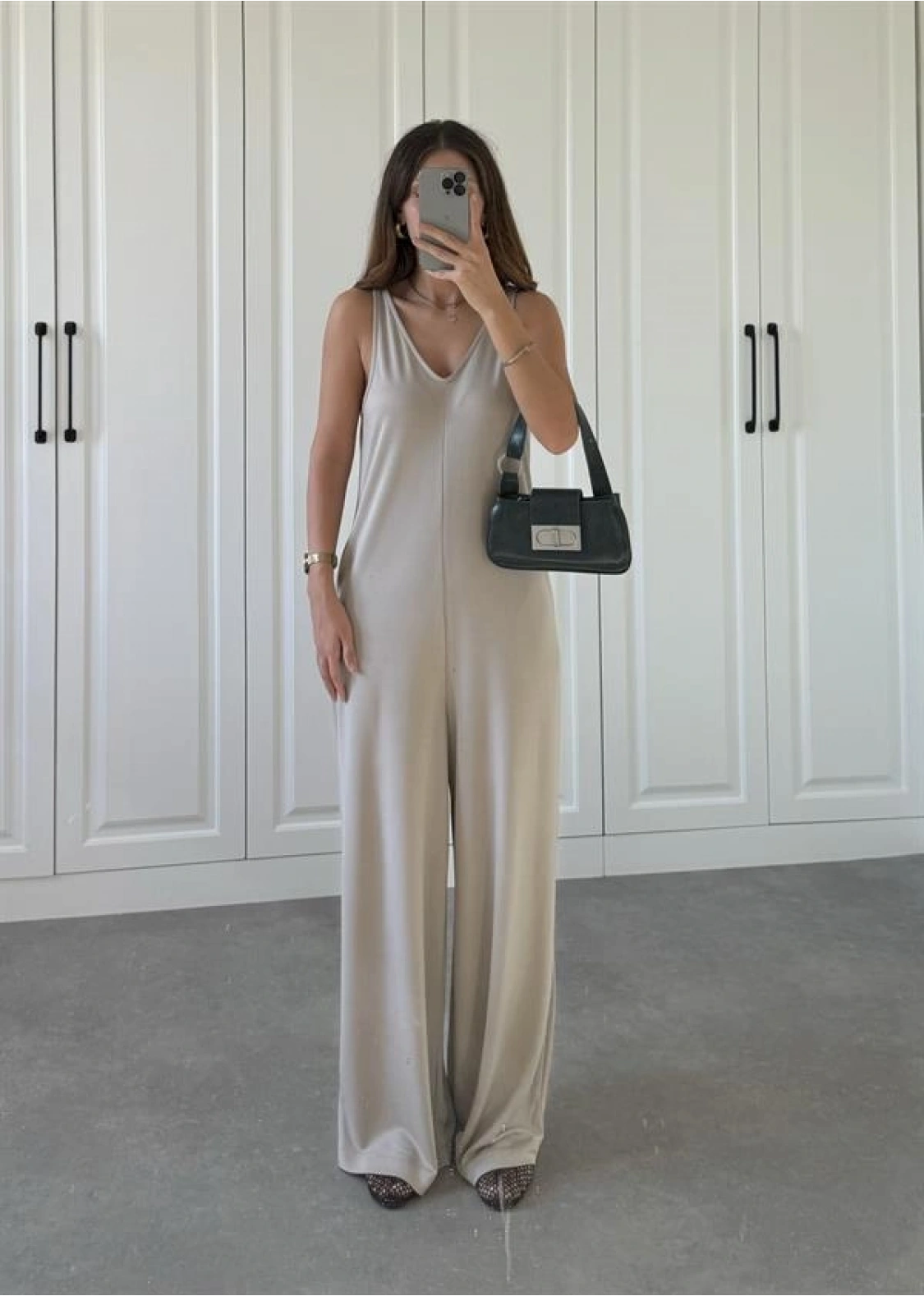 Oysh Modal Kumaş Basic V Yaka Vizon Tulum