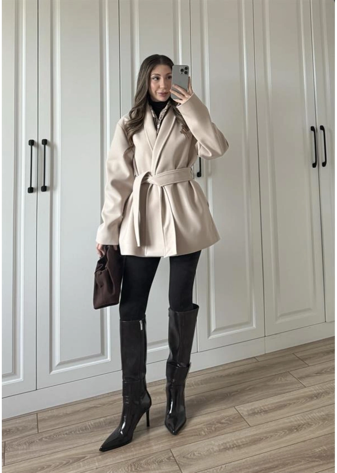 Pela Premium Kaşe Kuşaklı Taş Ceket Kaban