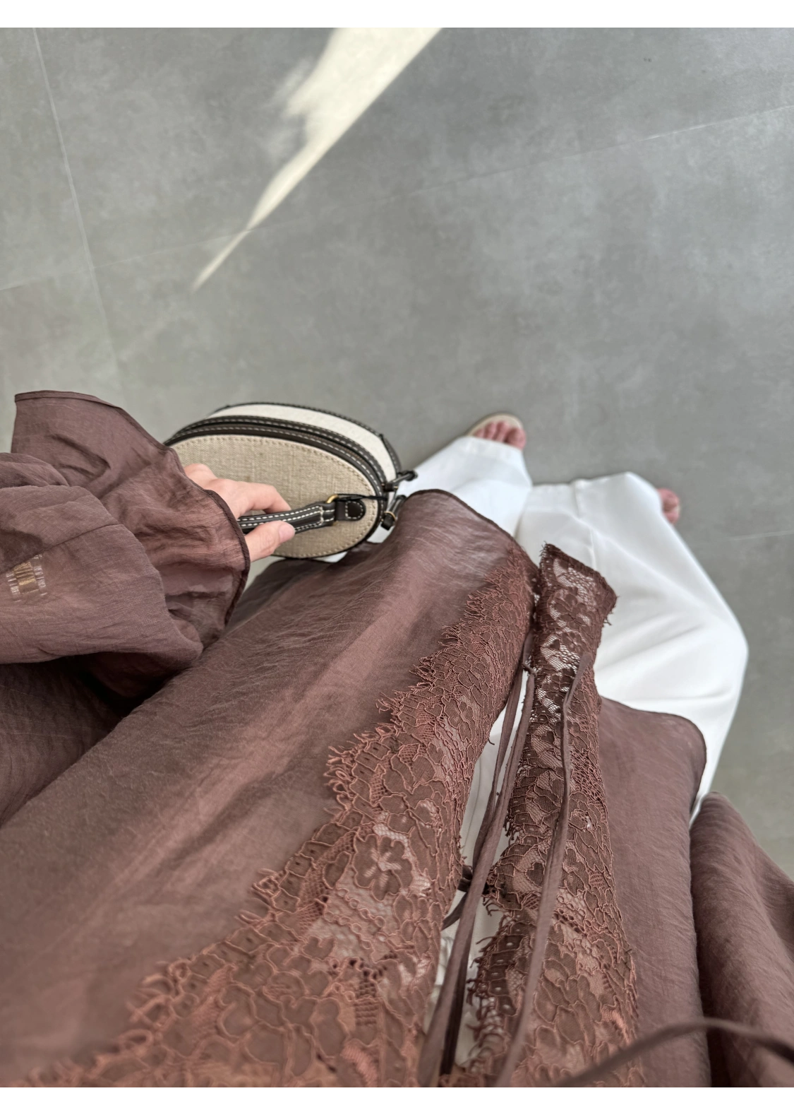 Pera Dantelli Koyu Kahve Kimono Gömlek