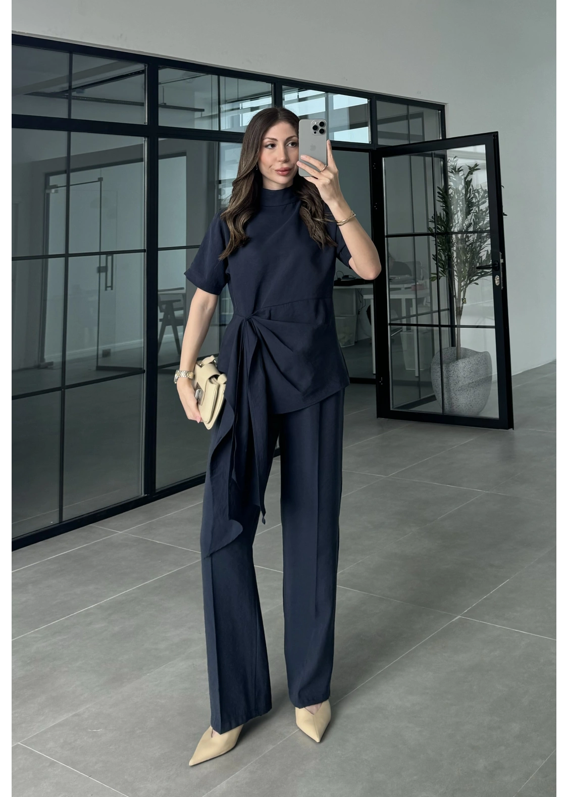 Pile Detaylı Premium Lacivert Takım