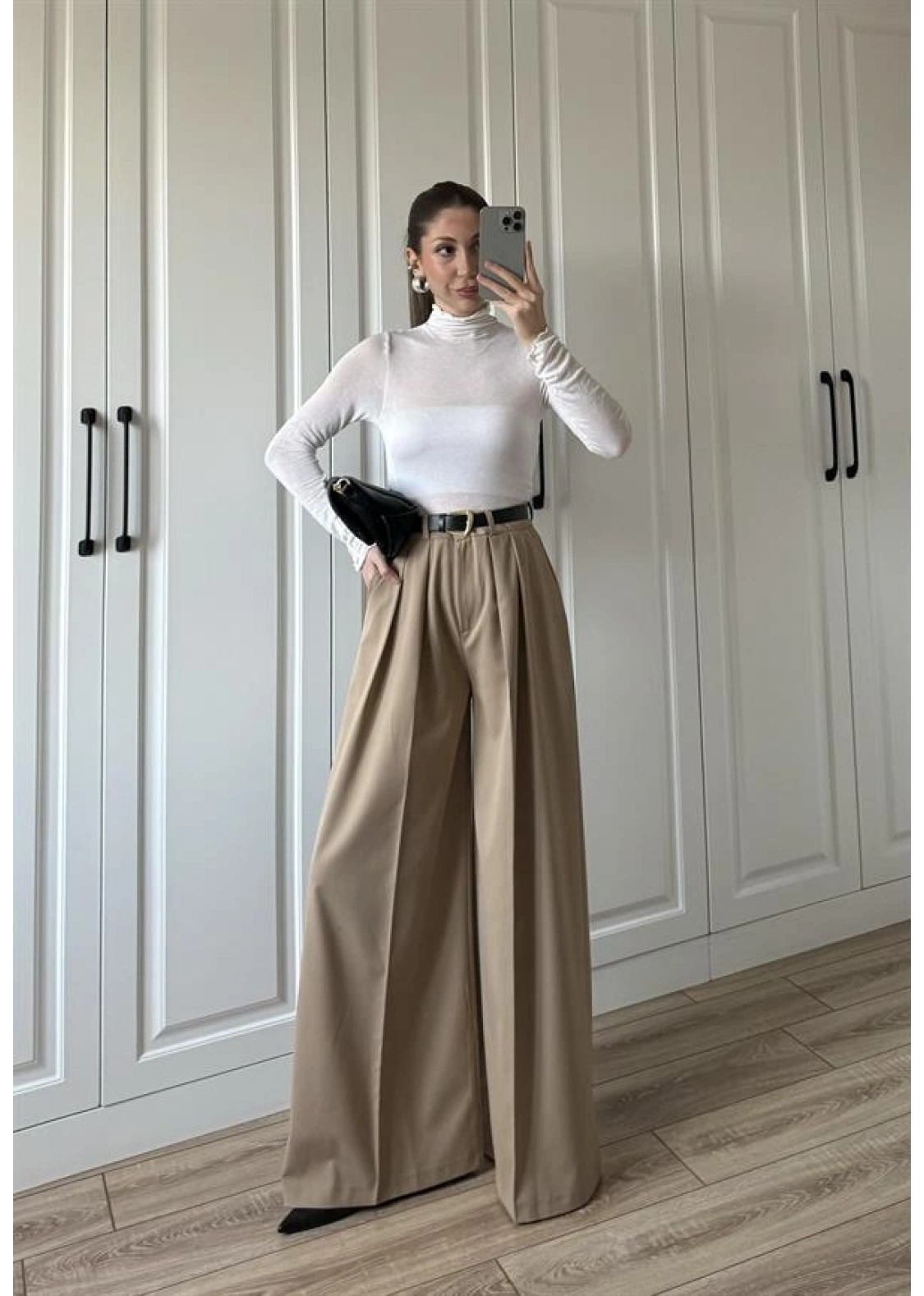 Pilili Palazzo Kemerli Camel Pantolon