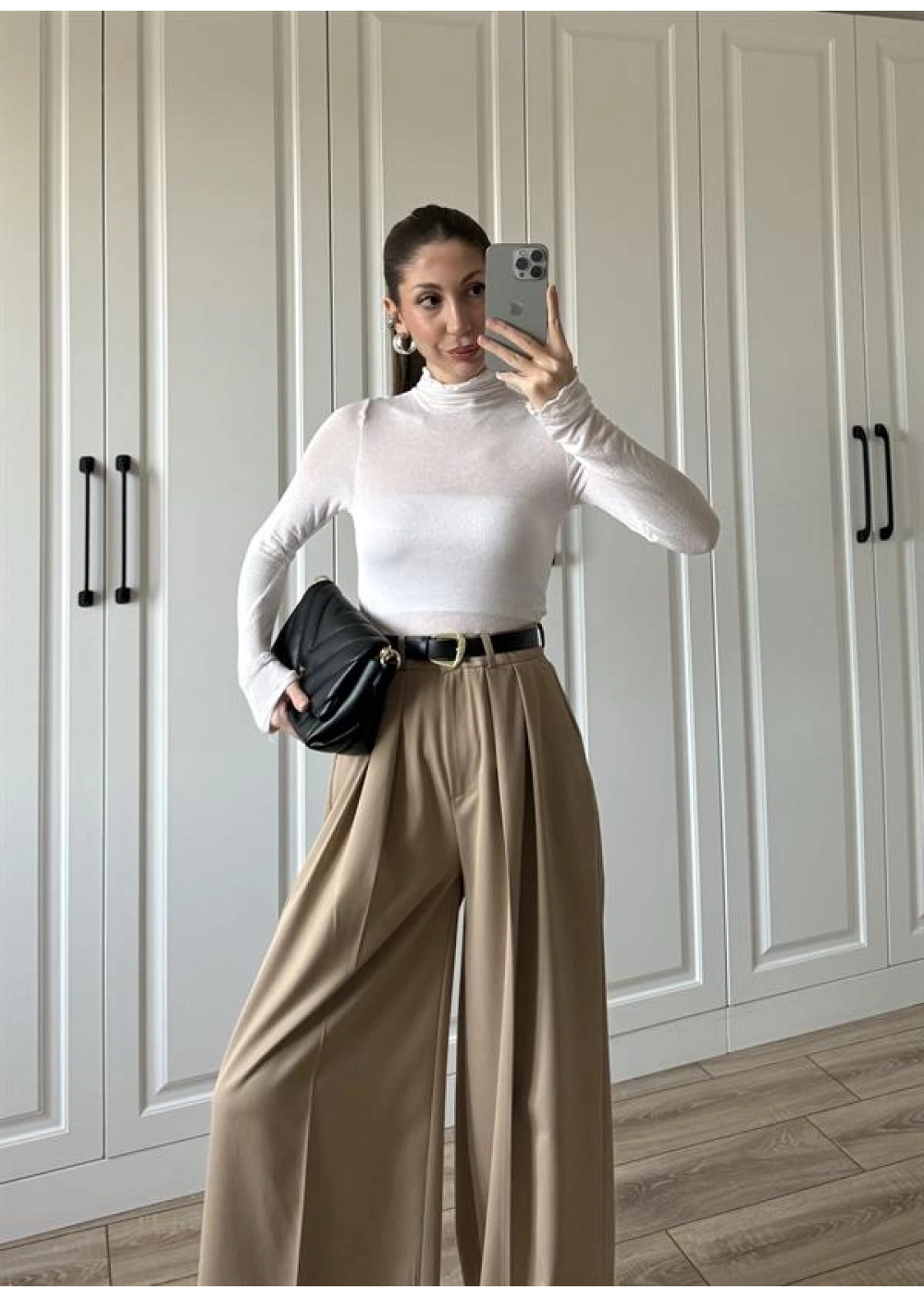 Pilili Palazzo Kemerli Camel Pantolon