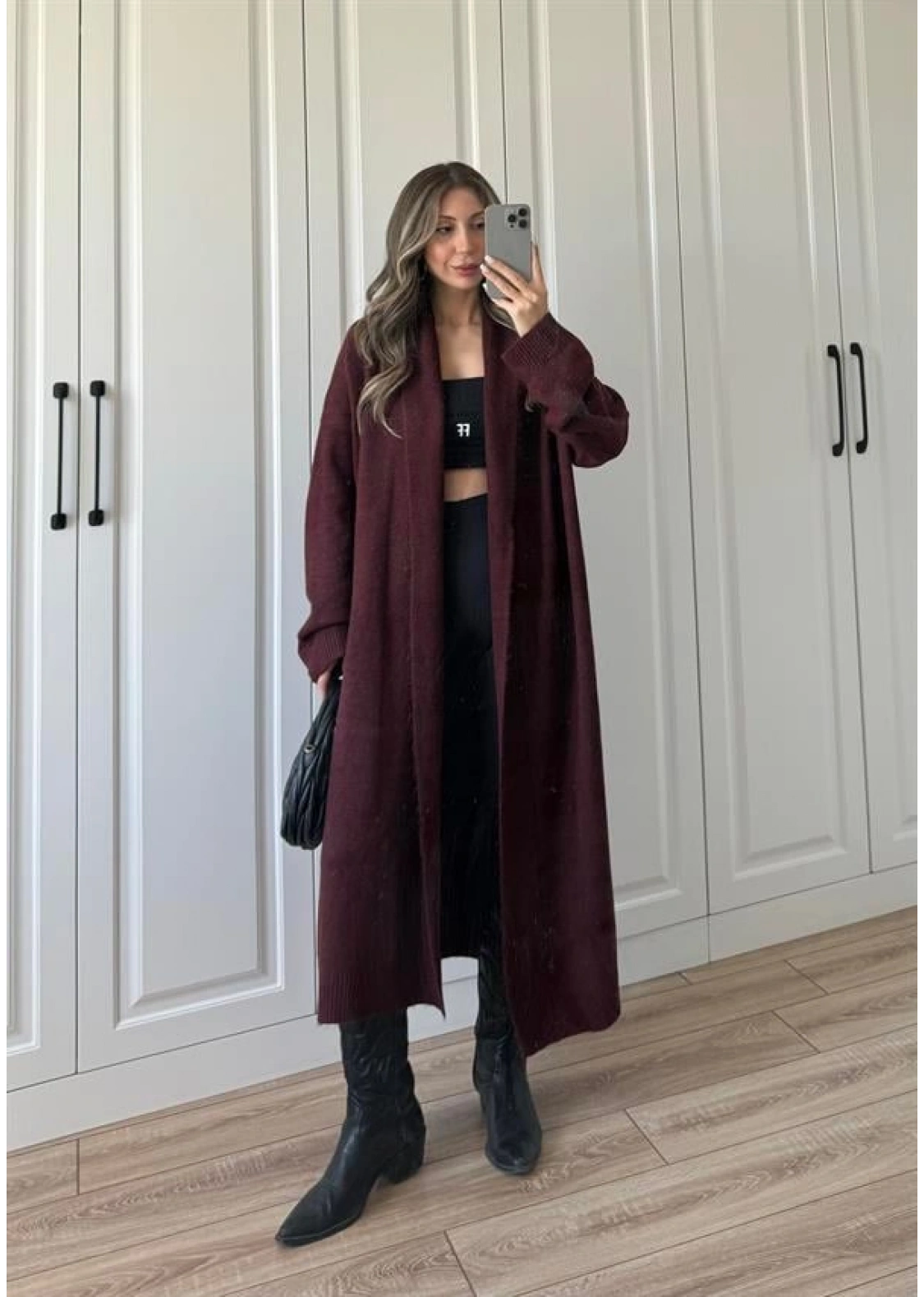 Pinterest Bordo Uzun Triko Hırka