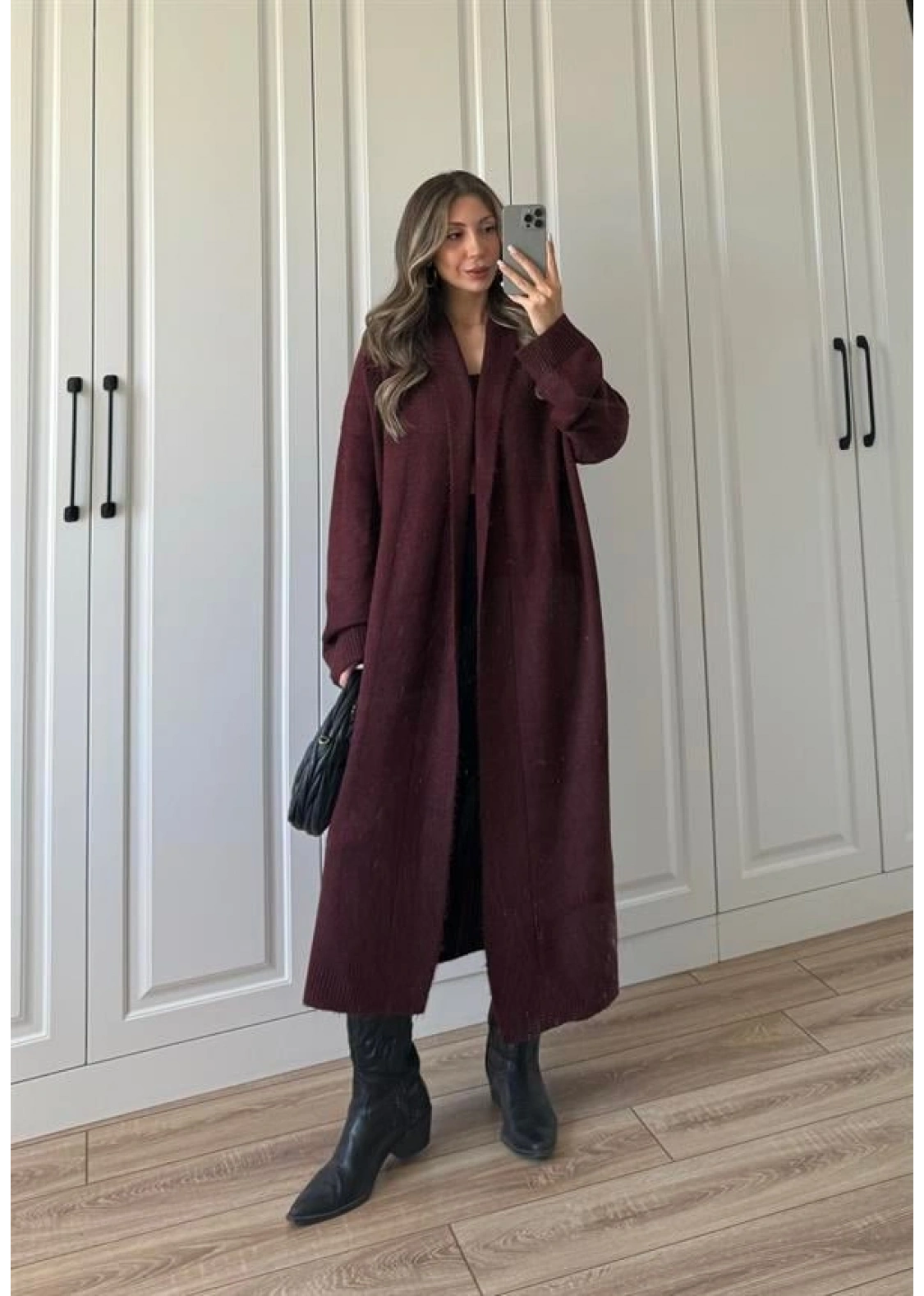Pinterest Bordo Uzun Triko Hırka