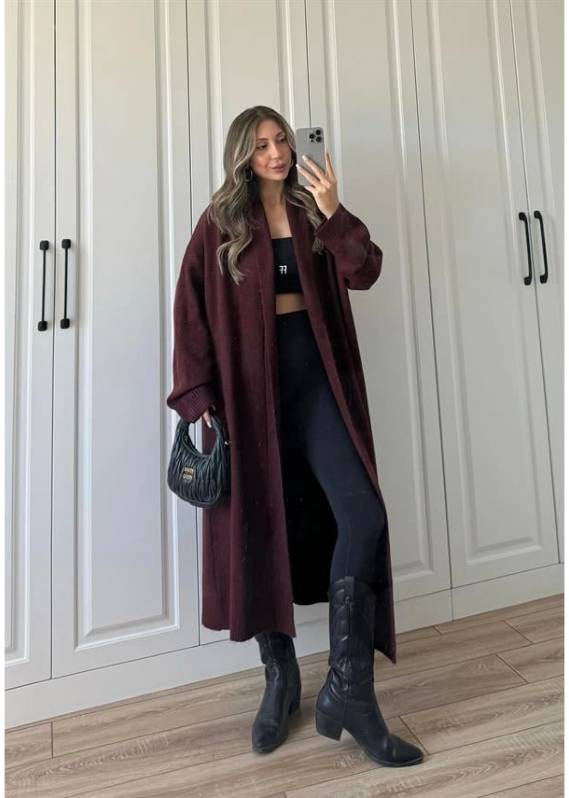 Pinterest Bordo Uzun Triko Hırka