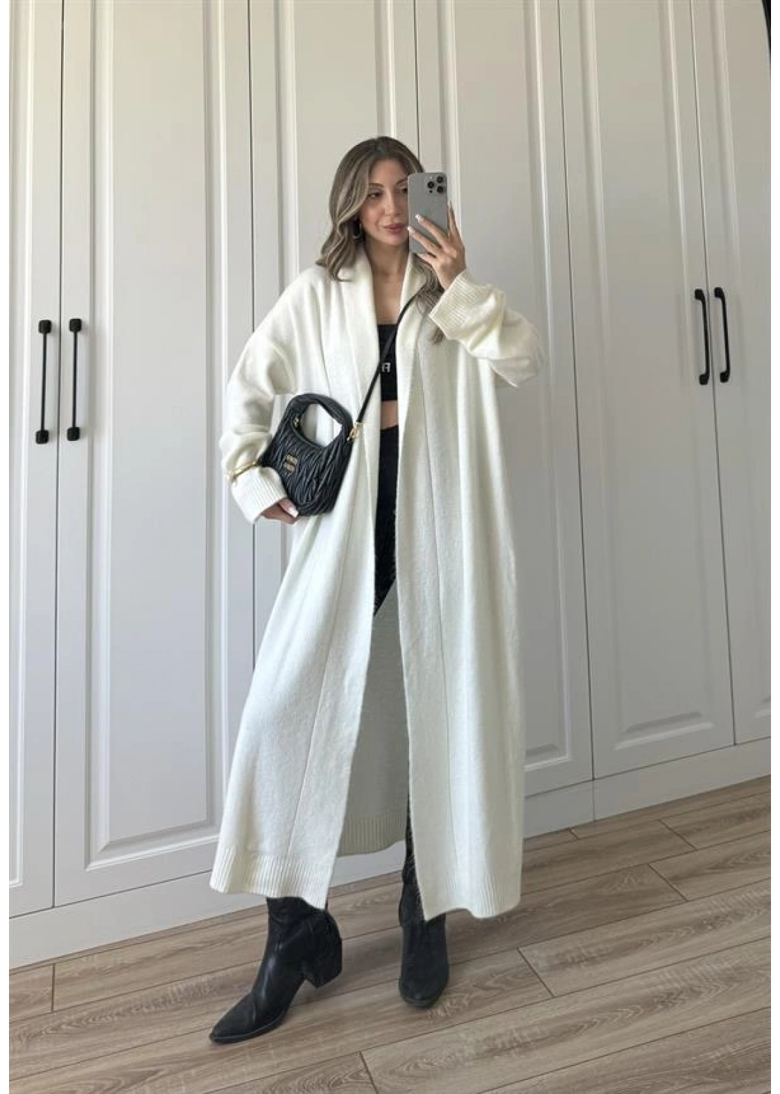 Pinterest Ekru Uzun Triko Hırka