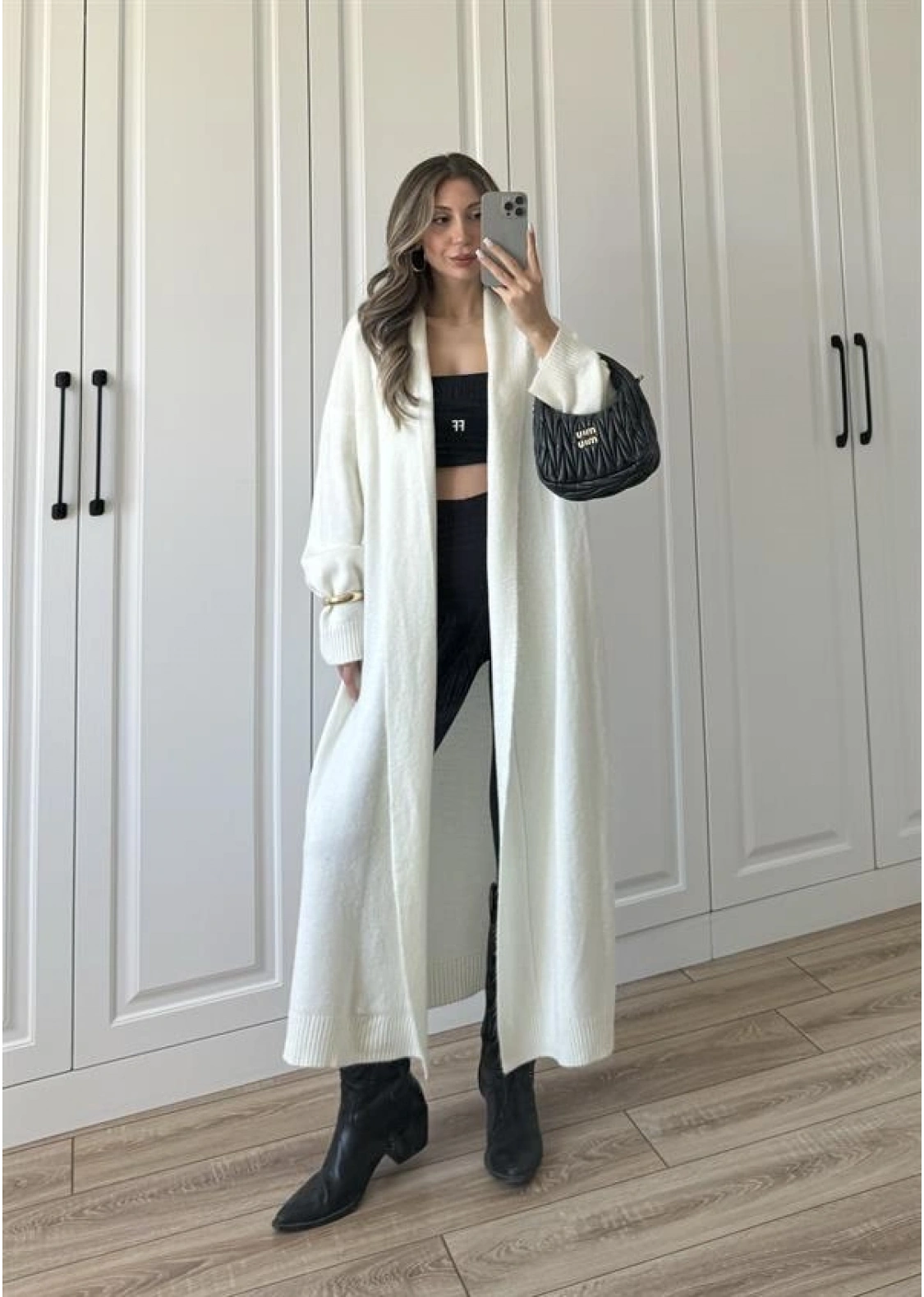 Pinterest Ekru Uzun Triko Hırka