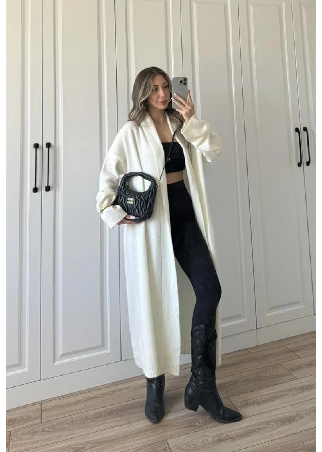 Pinterest Ekru Uzun Triko Hırka