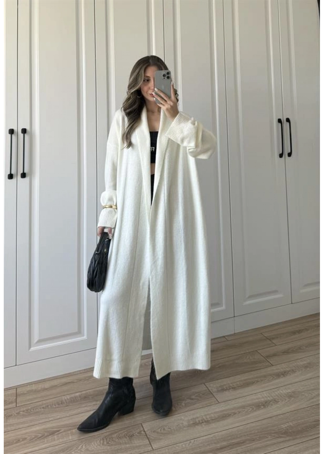 Pinterest Ekru Uzun Triko Hırka