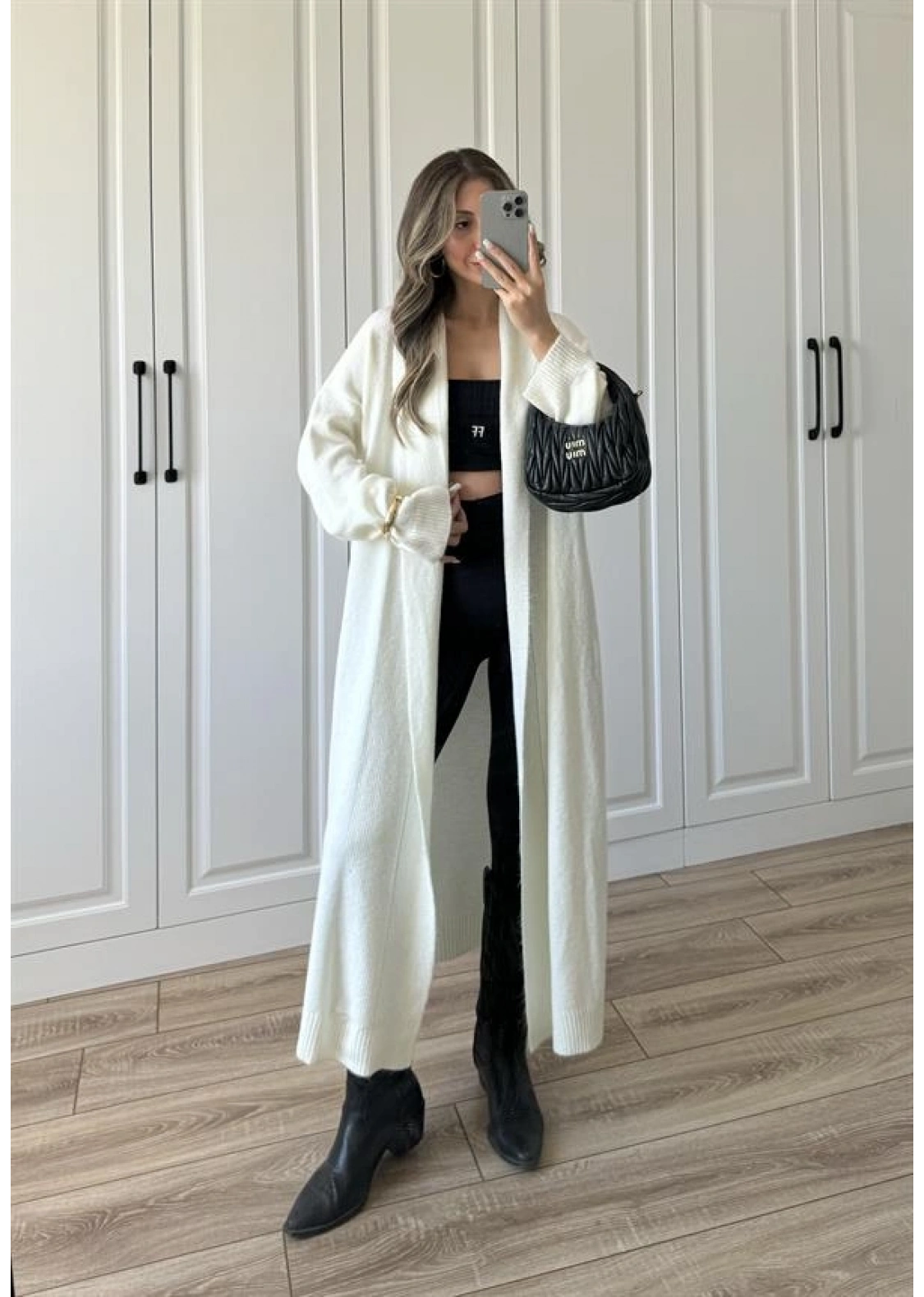 Pinterest Ekru Uzun Triko Hırka