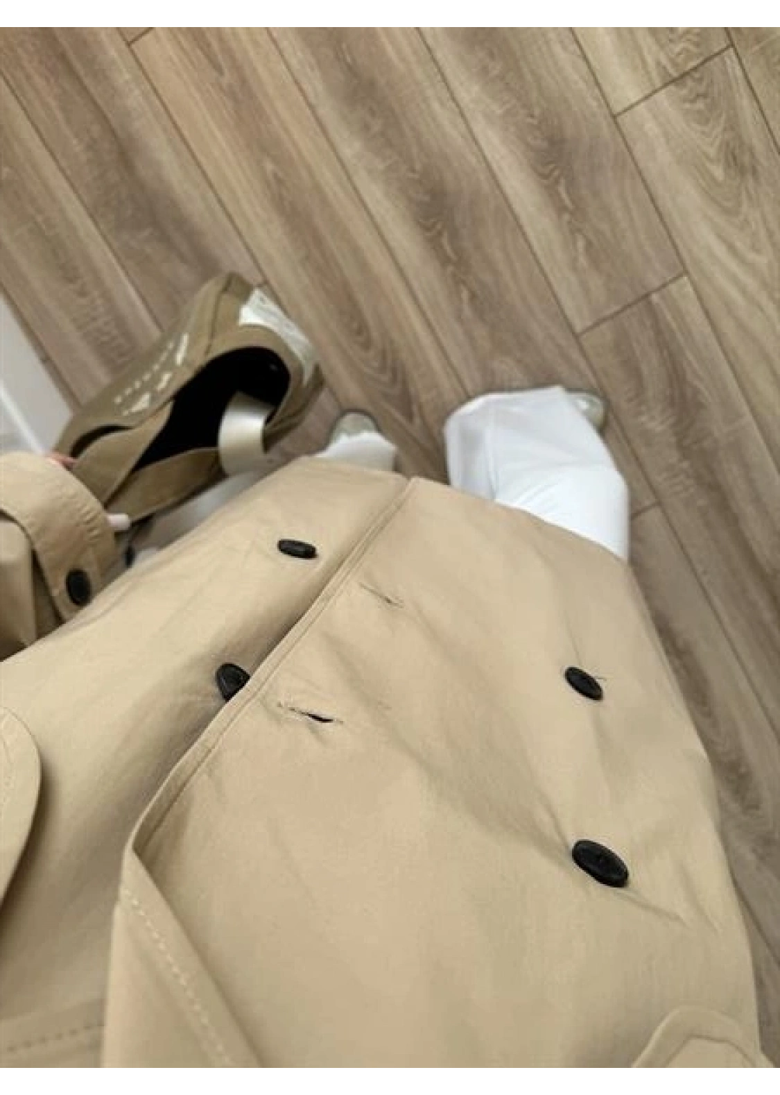 Poem Kuşaklı Astarlı Oversize Bej Trençkot