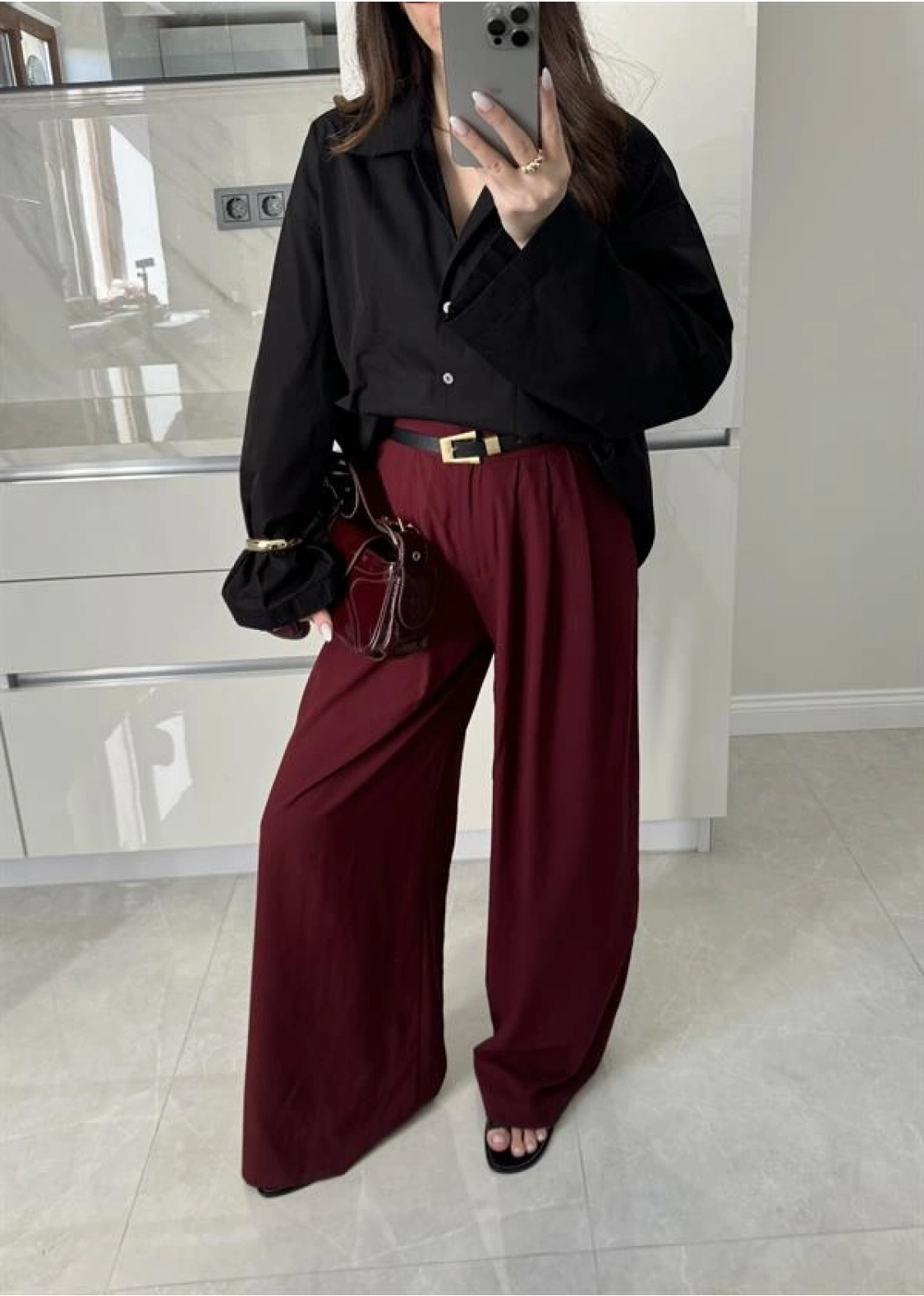 Poli Basic Palazzo Bordo Tensel Pantolon