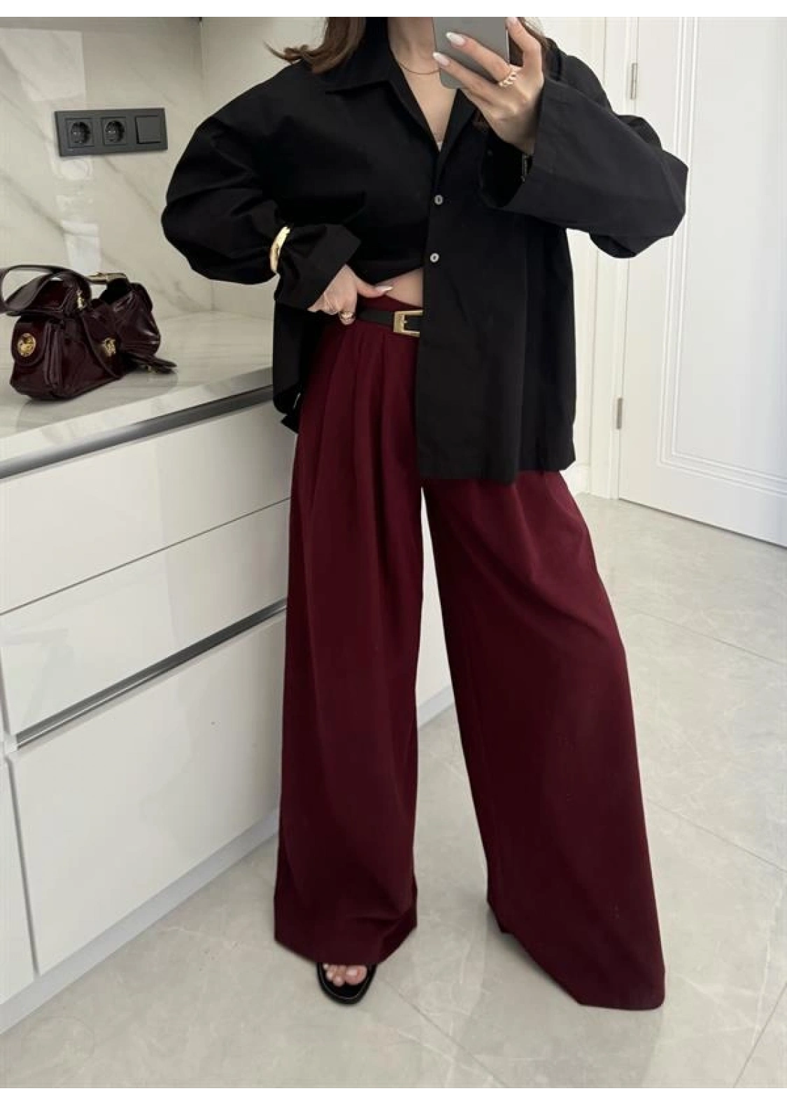 Poli Basic Palazzo Bordo Tensel Pantolon