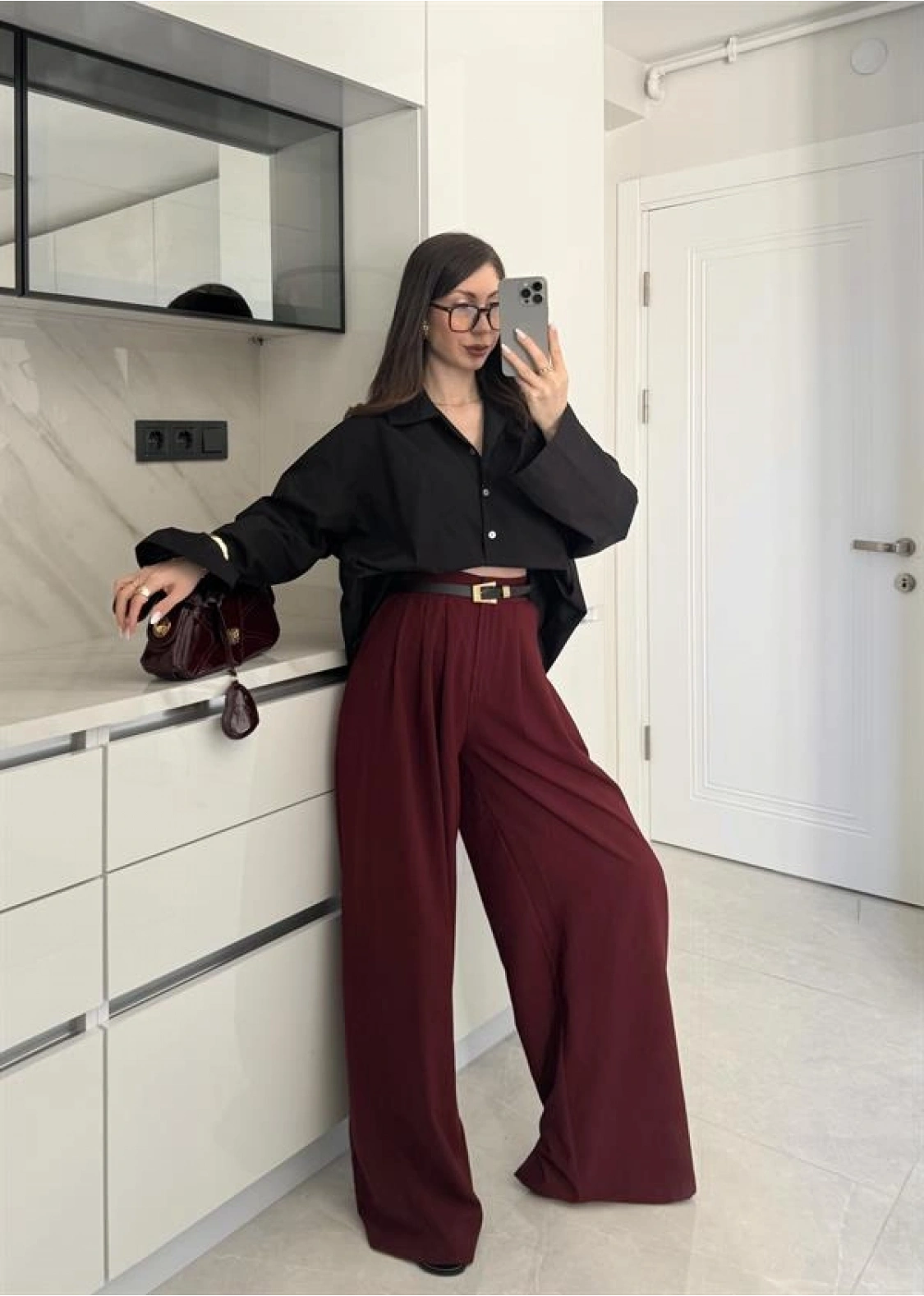 Poli Basic Palazzo Bordo Tensel Pantolon