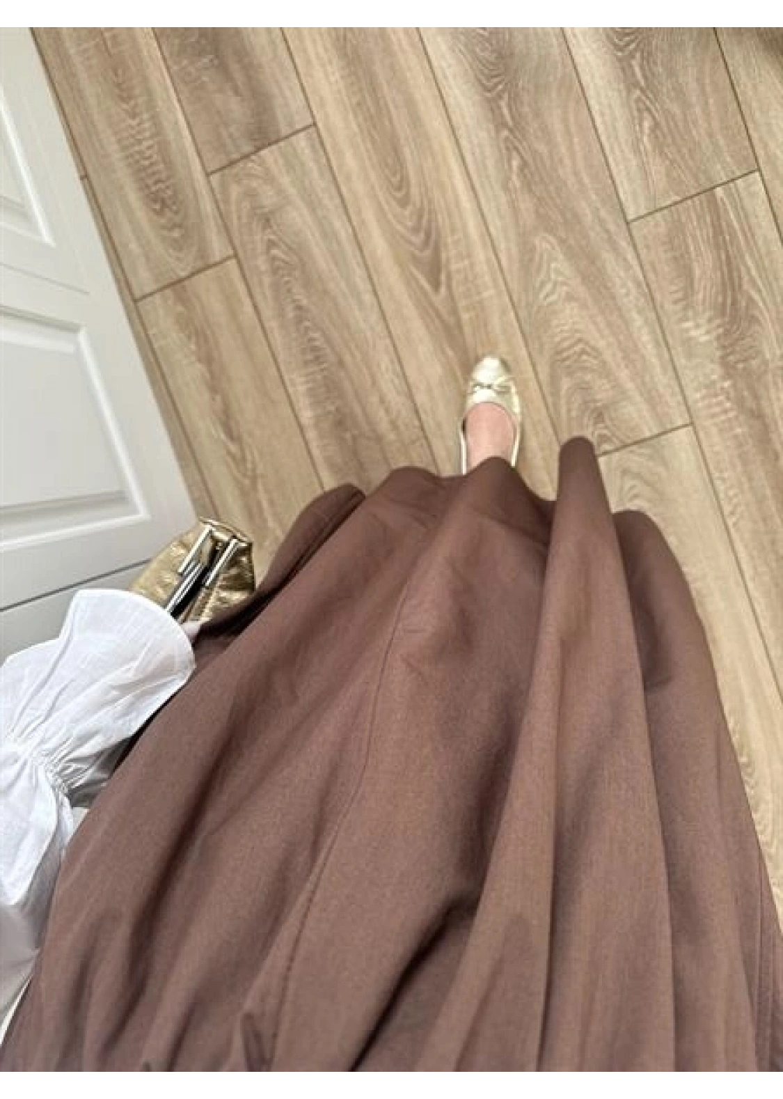 Poplin Kumaş Premium Kahve Etek