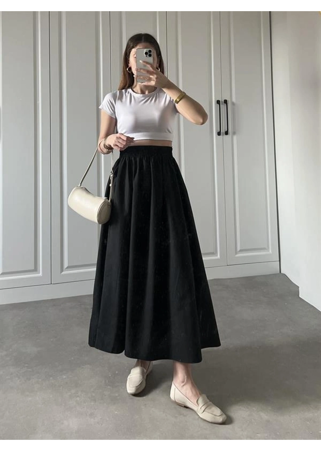 Poplin Kumaş Premium Siyah Etek