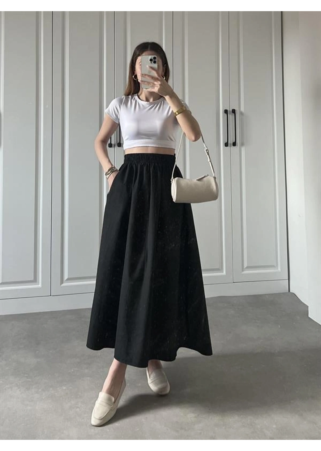 Poplin Kumaş Premium Siyah Etek