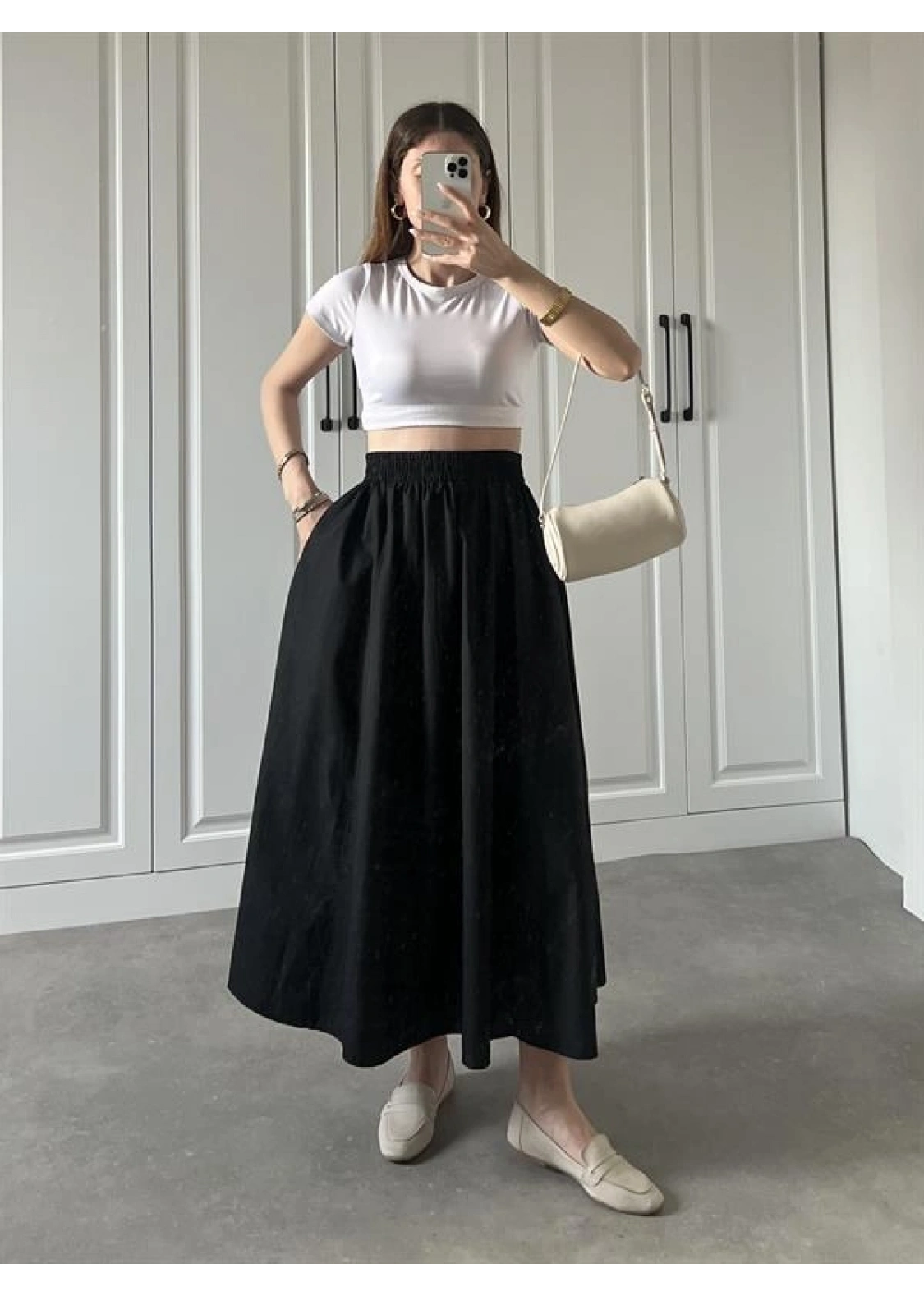 Poplin Kumaş Premium Siyah Etek