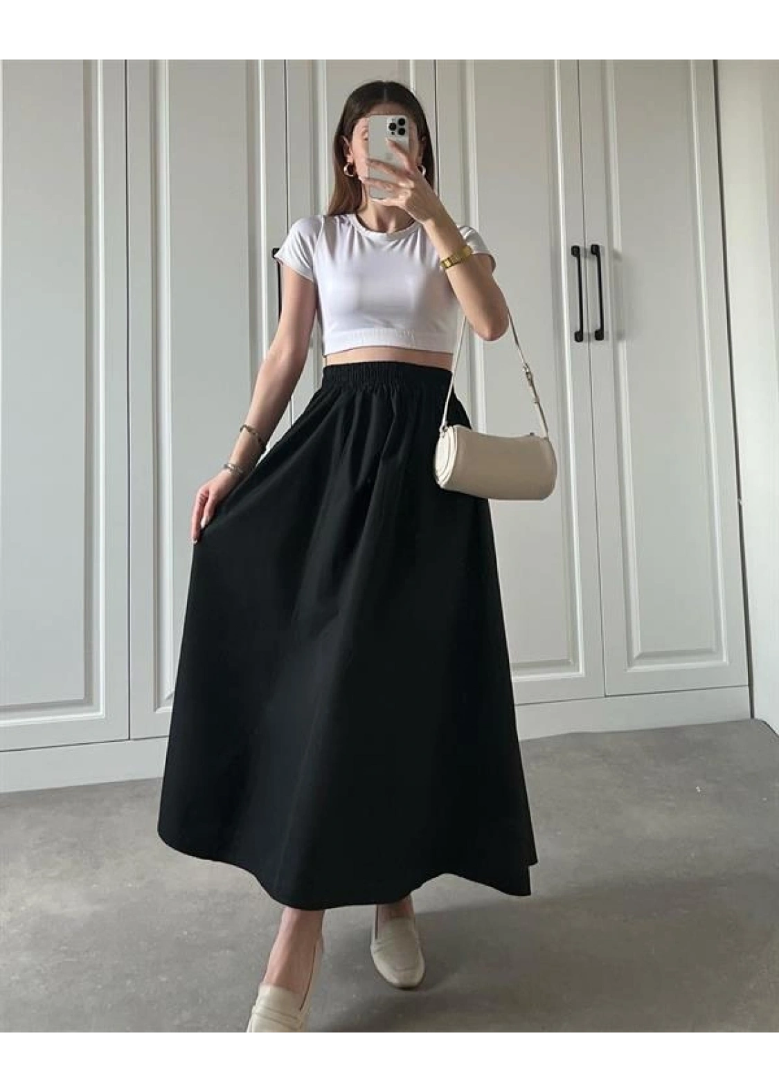 Poplin Kumaş Premium Siyah Etek