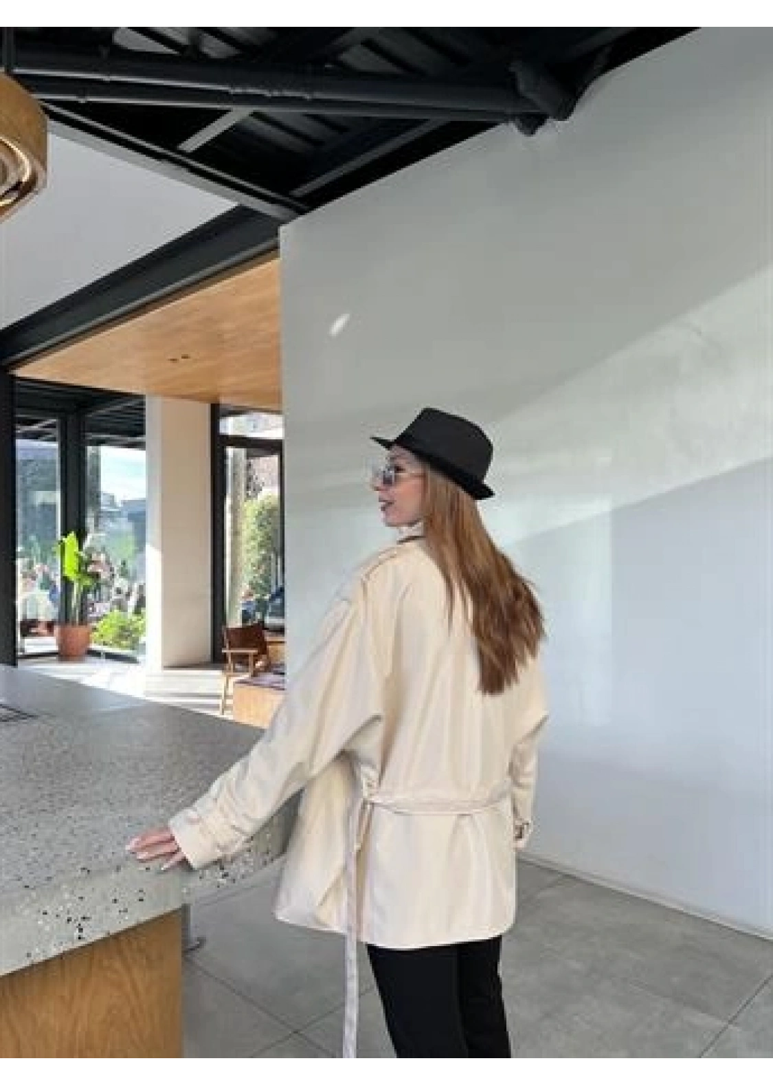 Premium Astarlı Taş Oversize Trenç