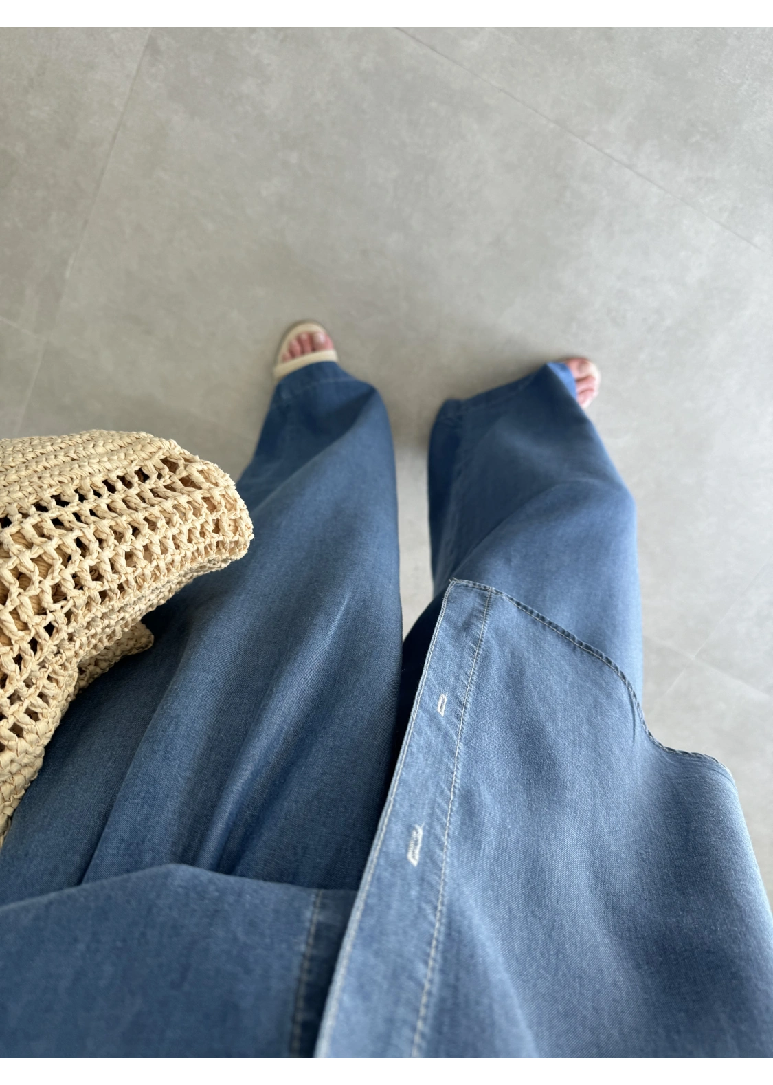 Premium Koyu Denim Mavi Tensel Takım