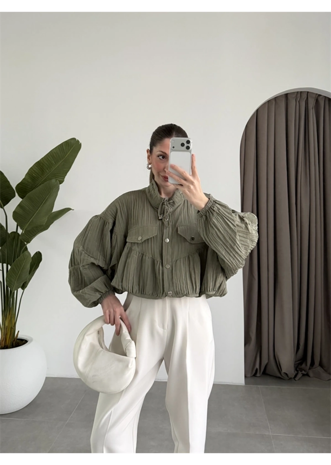 Premium Krinkıl Haki Ceket