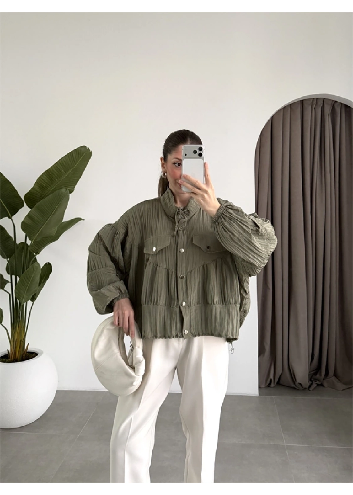 Premium Krinkıl Haki Ceket