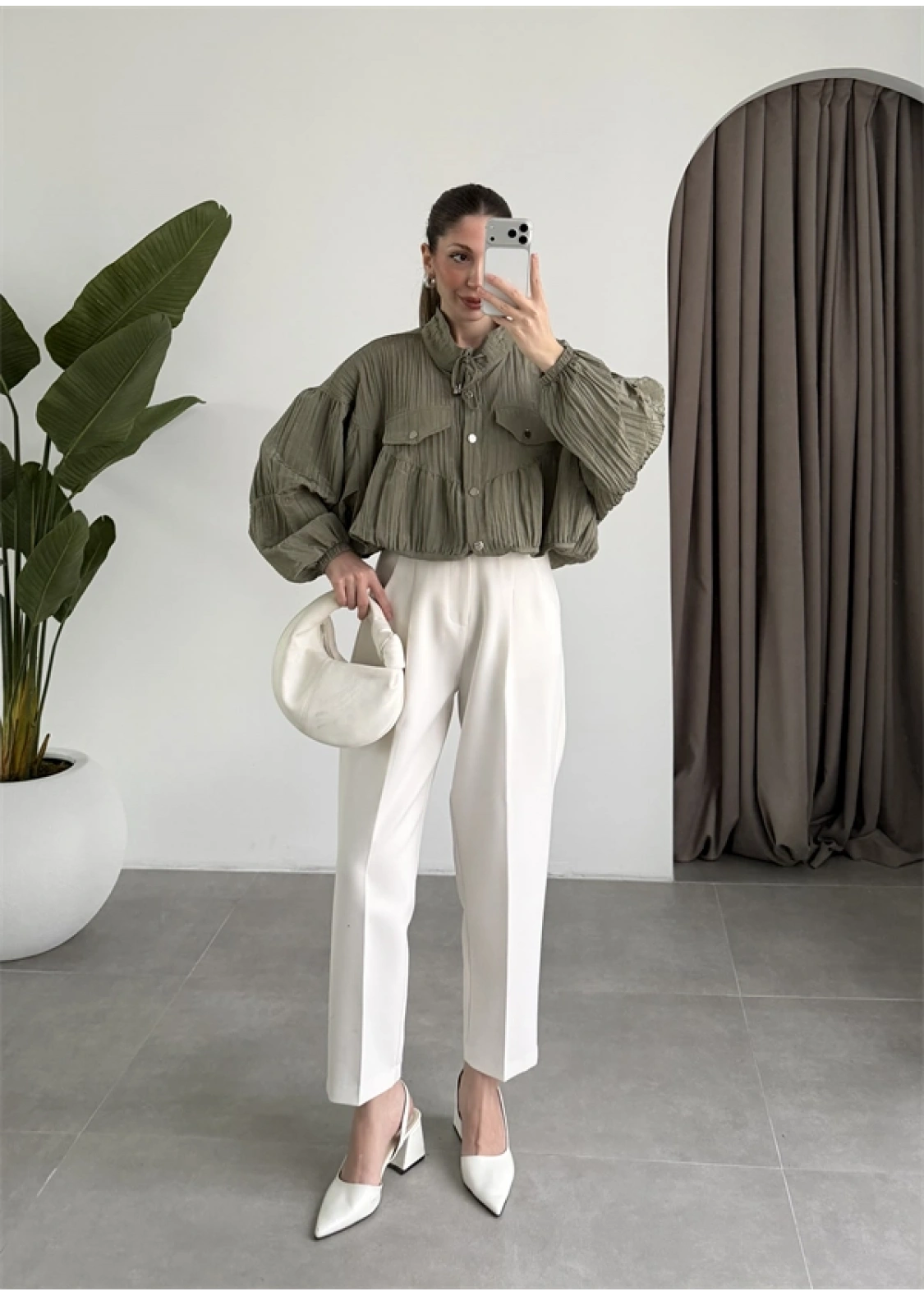 Premium Krinkıl Haki Ceket