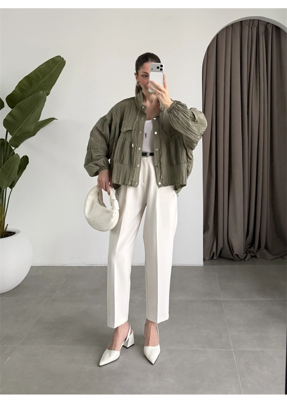 Premium Krinkıl Haki Ceket