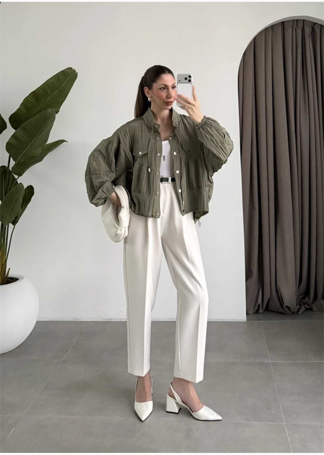 Premium Krinkıl Haki Ceket