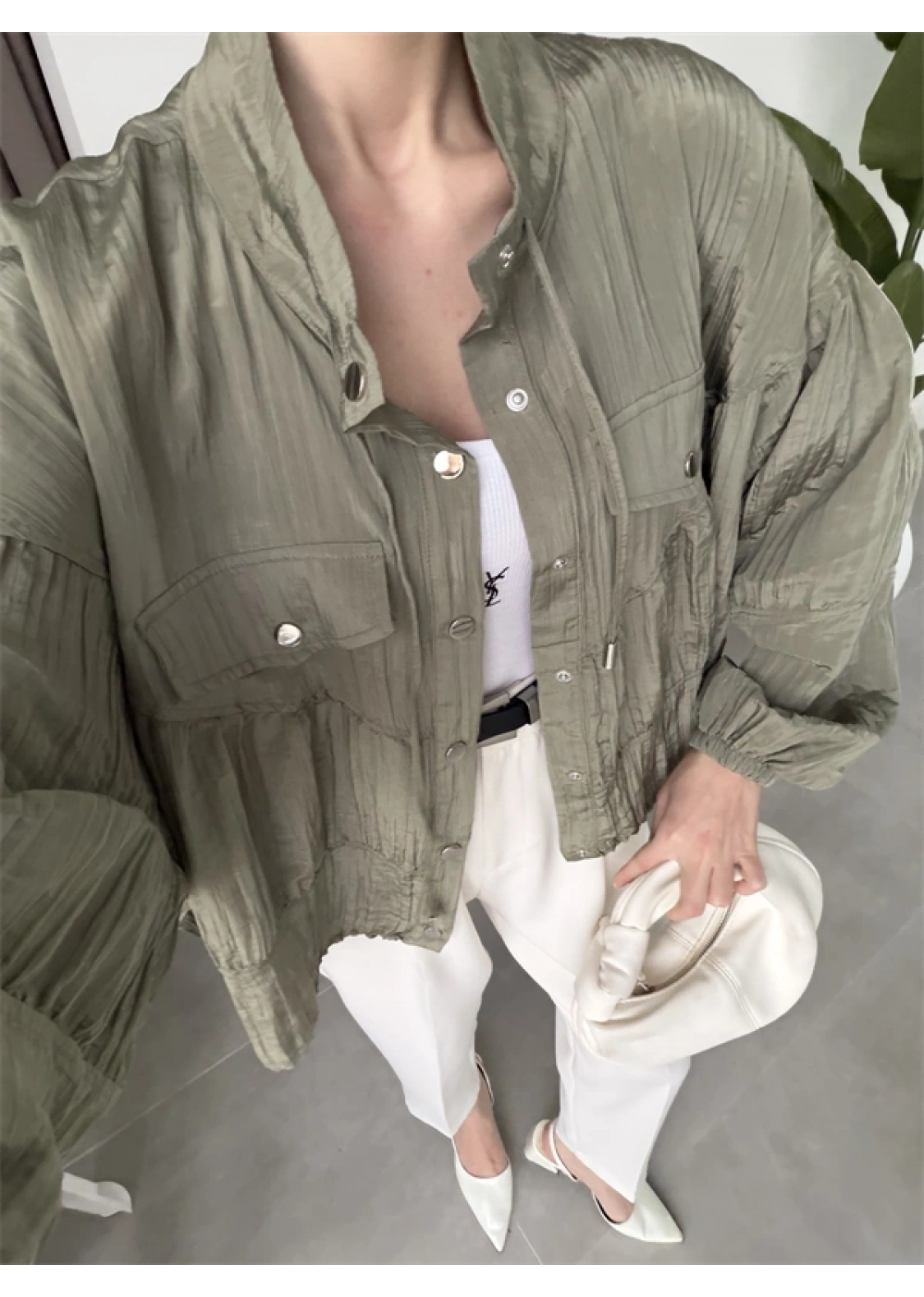 Premium Krinkıl Haki Ceket