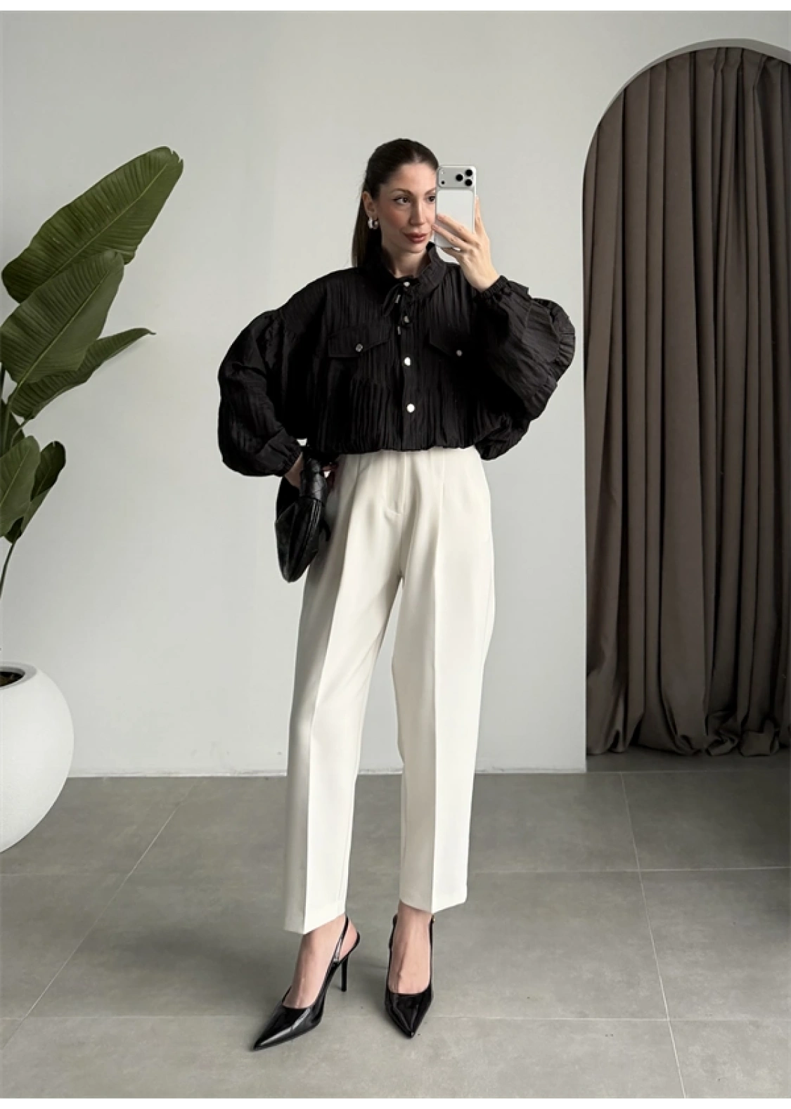 Premium Krinkıl Siyah Ceket