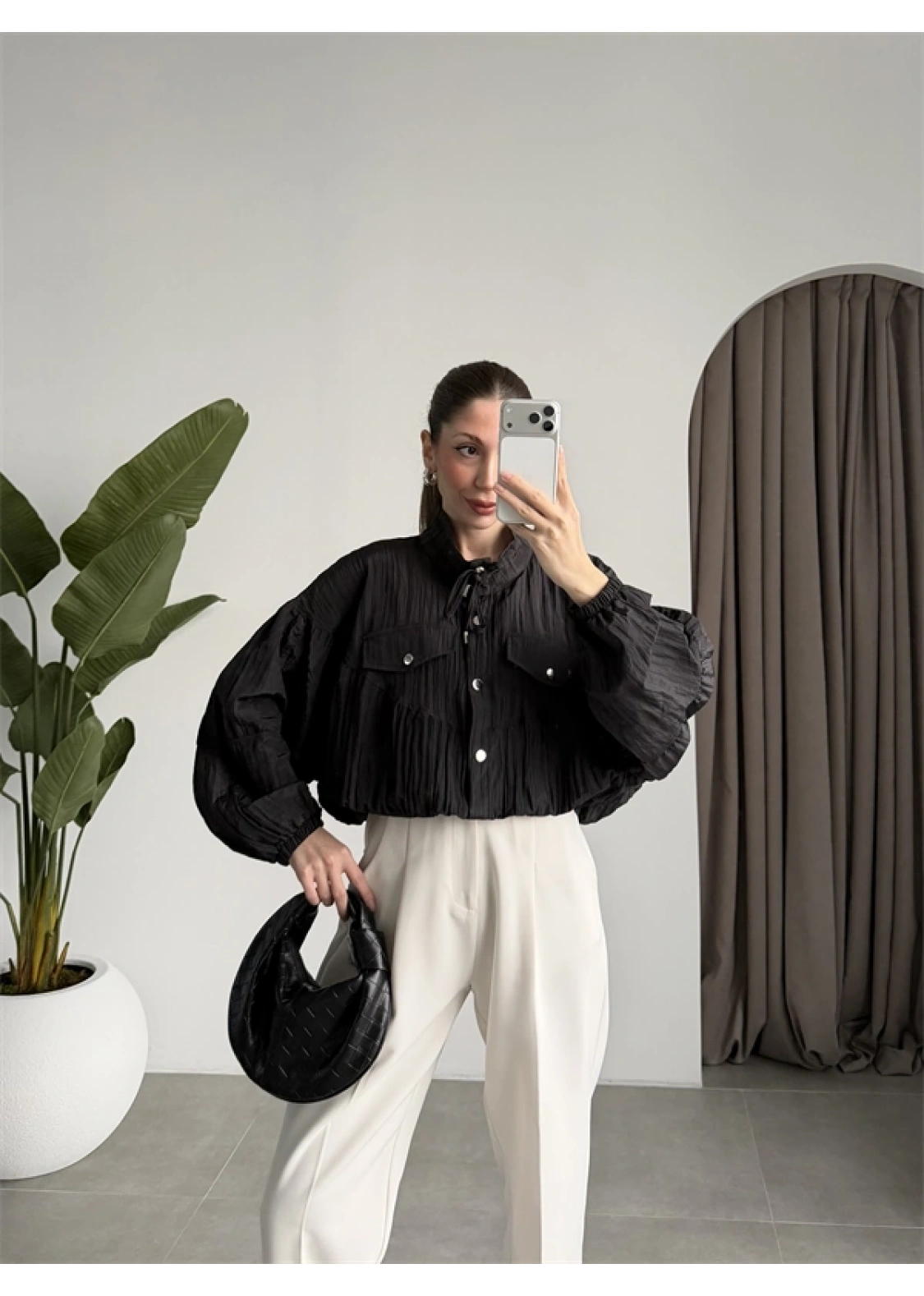 Premium Krinkıl Siyah Ceket