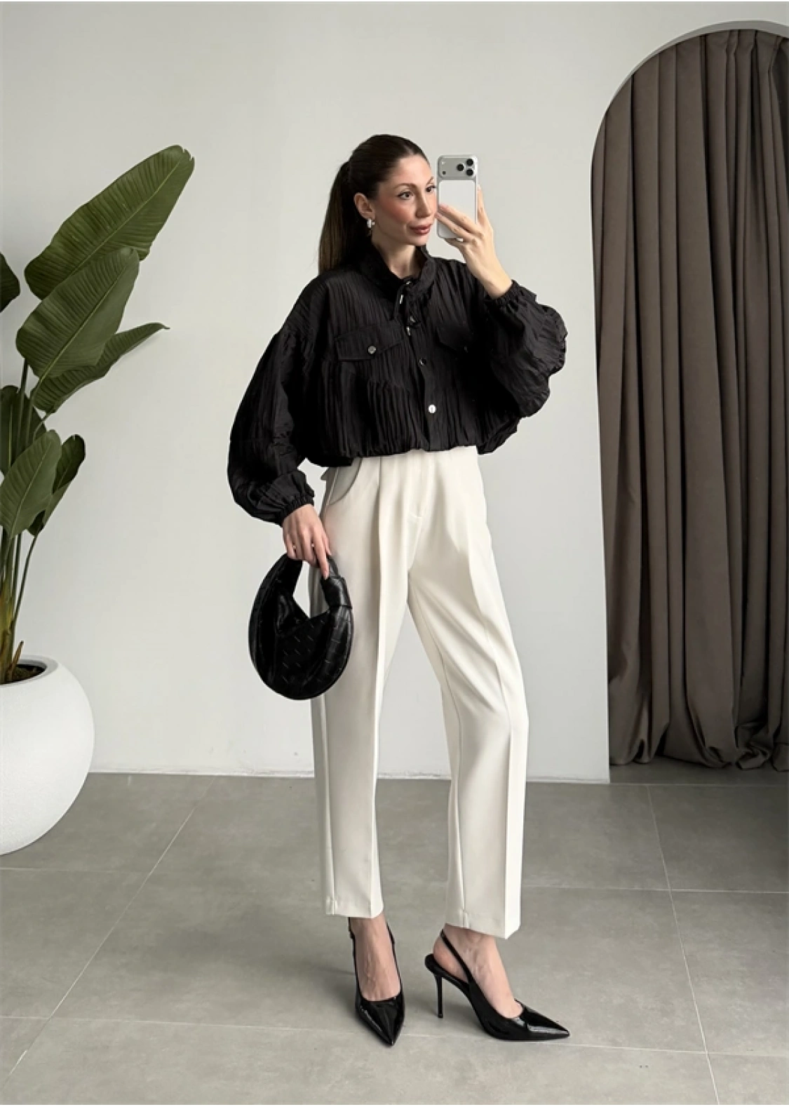 Premium Krinkıl Siyah Ceket