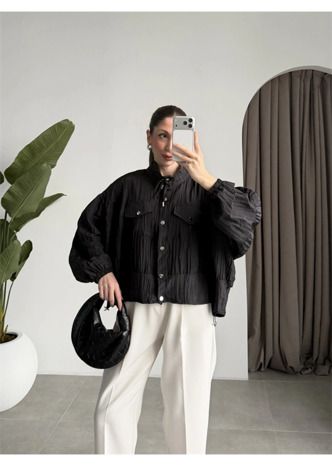 Premium Krinkıl Siyah Ceket