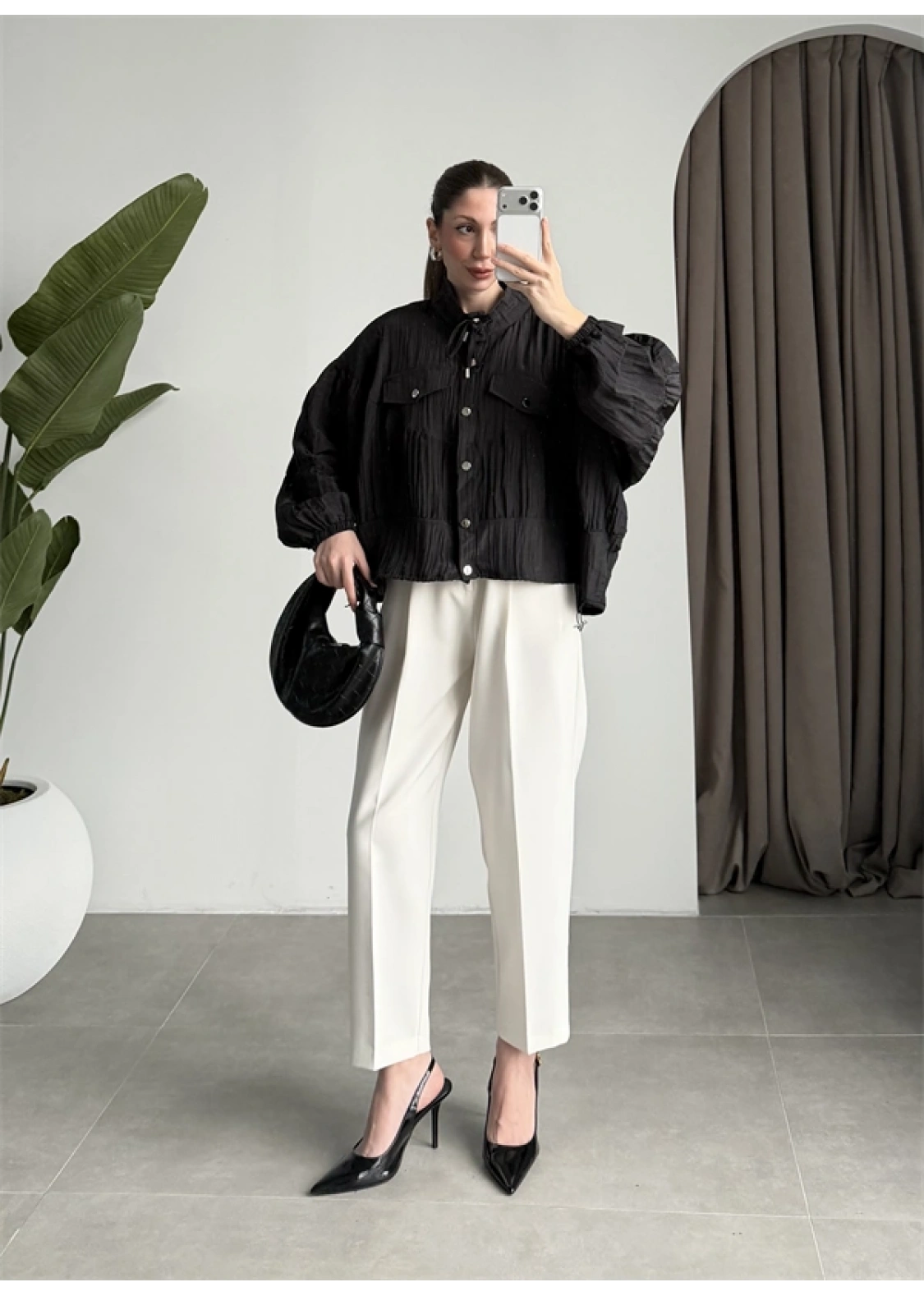 Premium Krinkıl Siyah Ceket