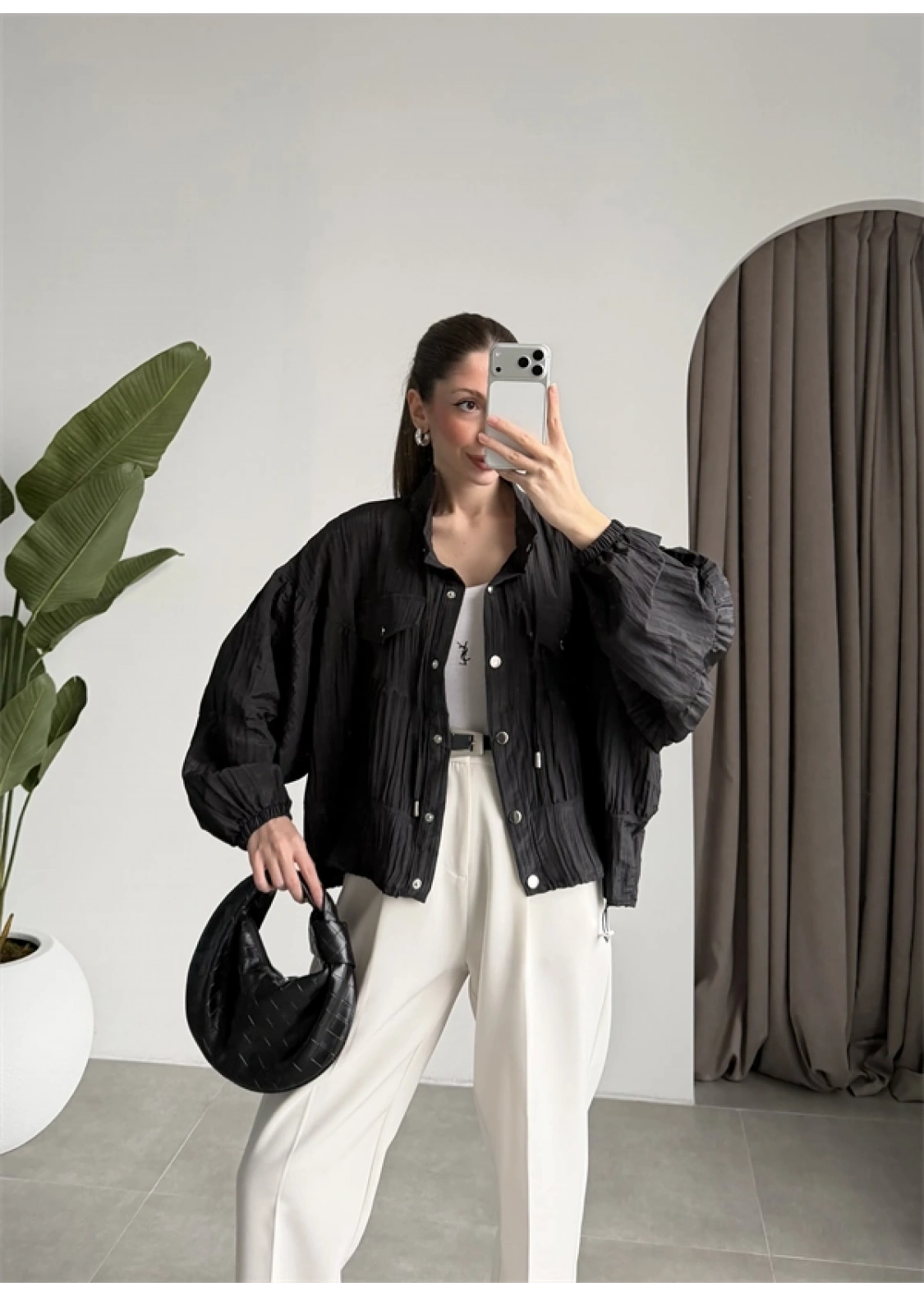 Premium Krinkıl Siyah Ceket