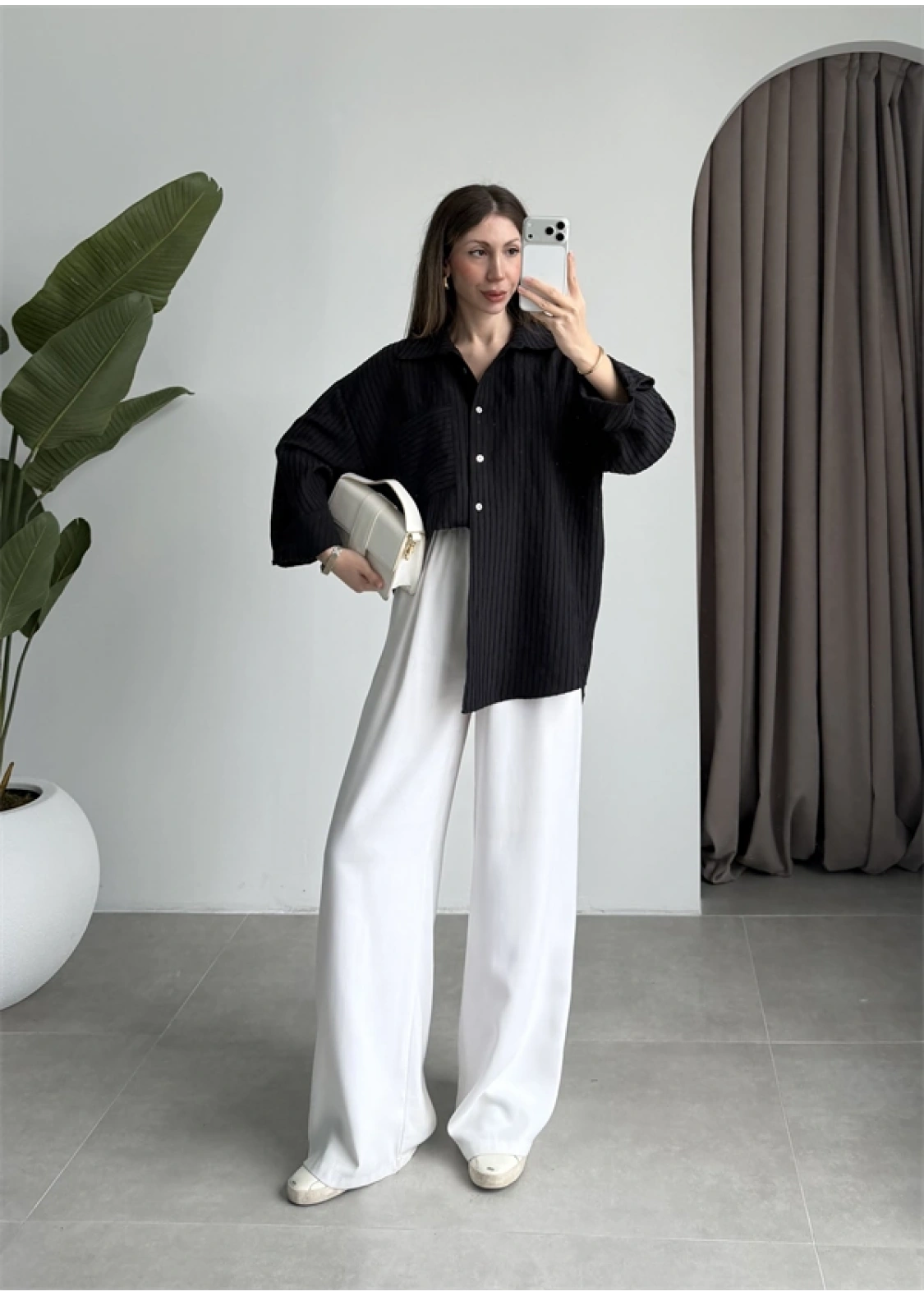 Premium Kumaş Ola Siyah Gömlek