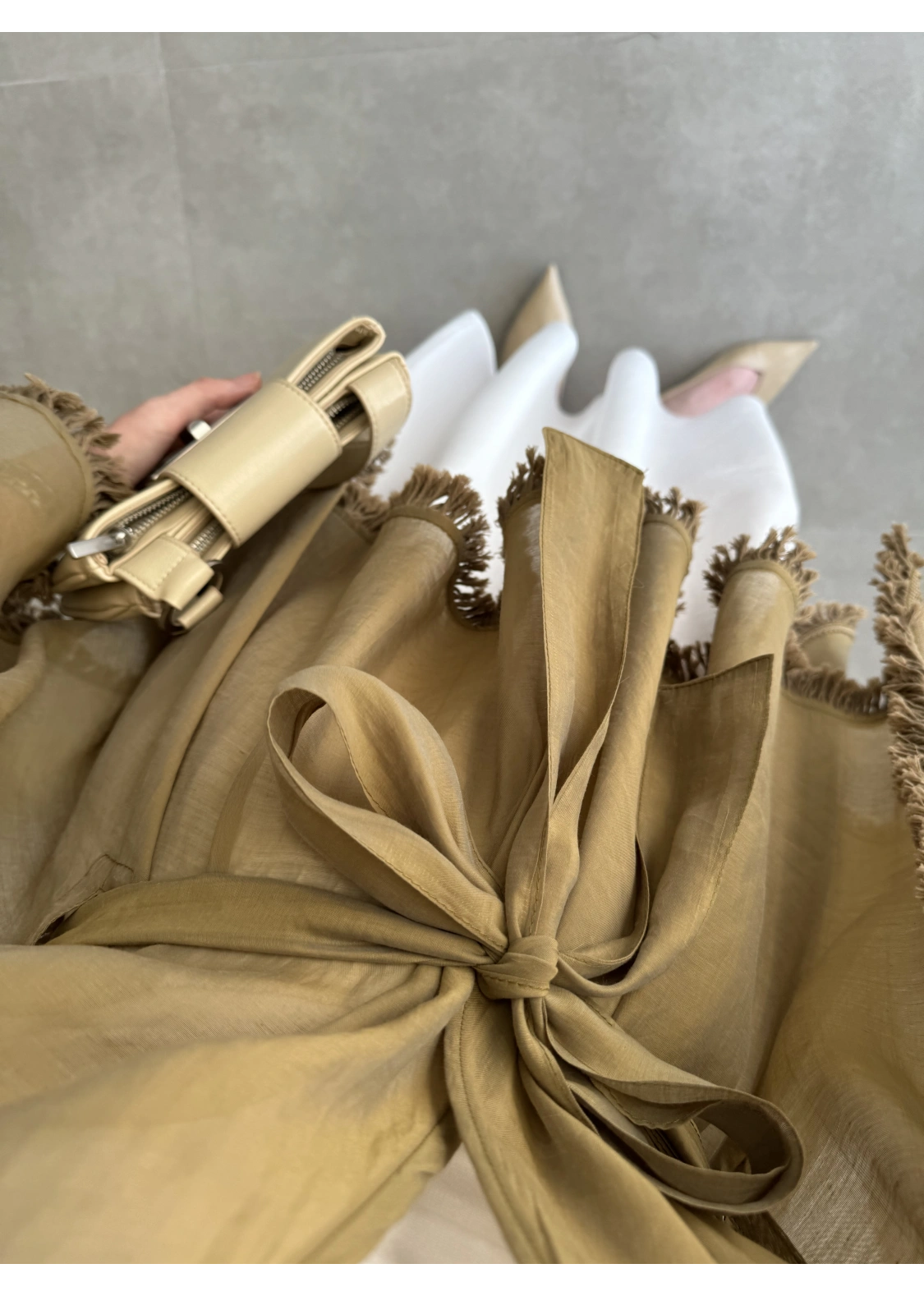 Püsküllü Kuşaklı Olive Kimono